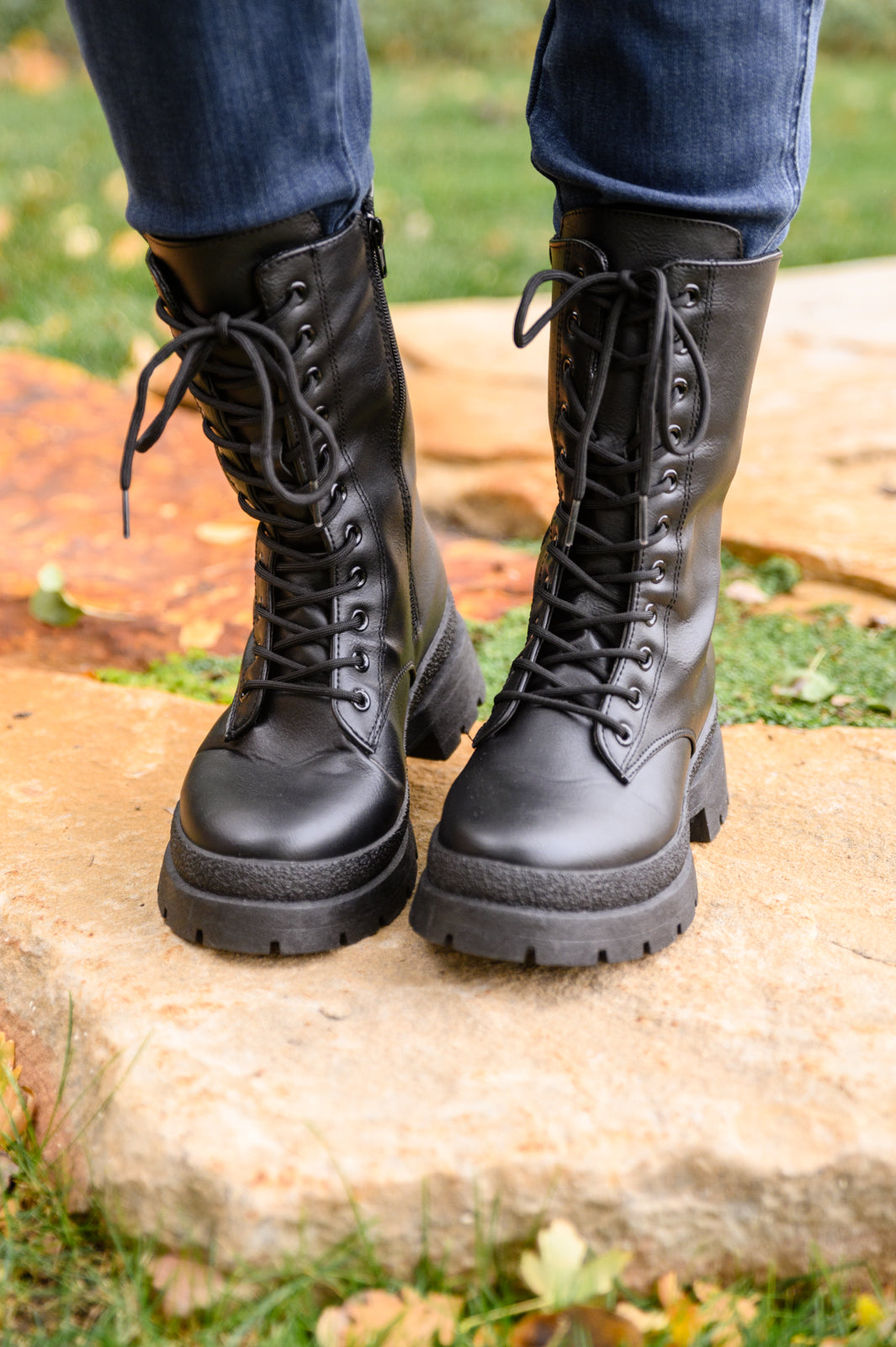Bootcamp Feels Vegan Leather Combat Boots In Black