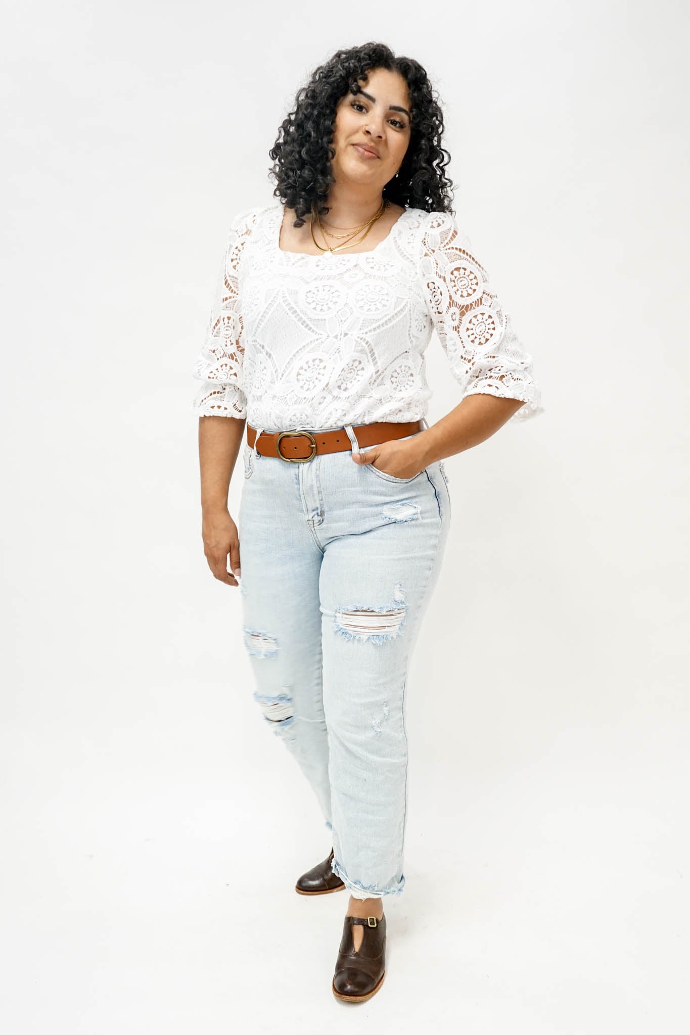 Monica Lace Blouse in White
