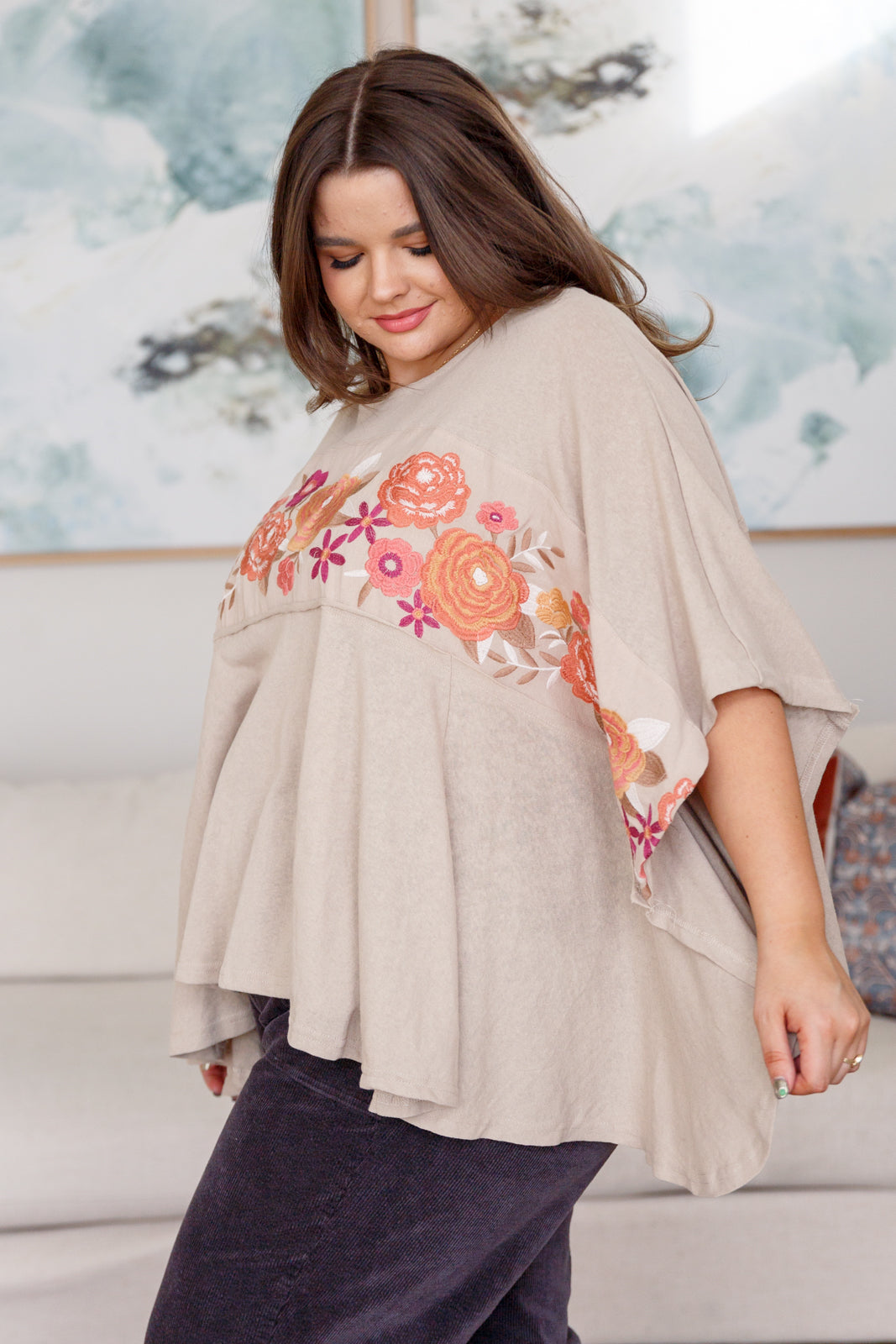 Yessie Embroidered Tunic in Mocha