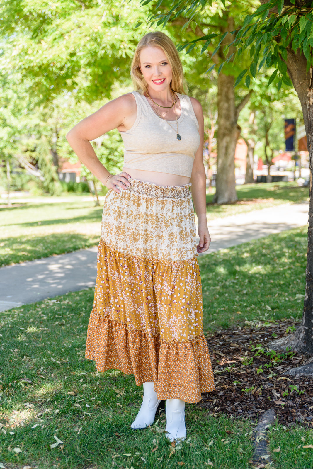 Pepa Floral Tiered Maxi Skirt