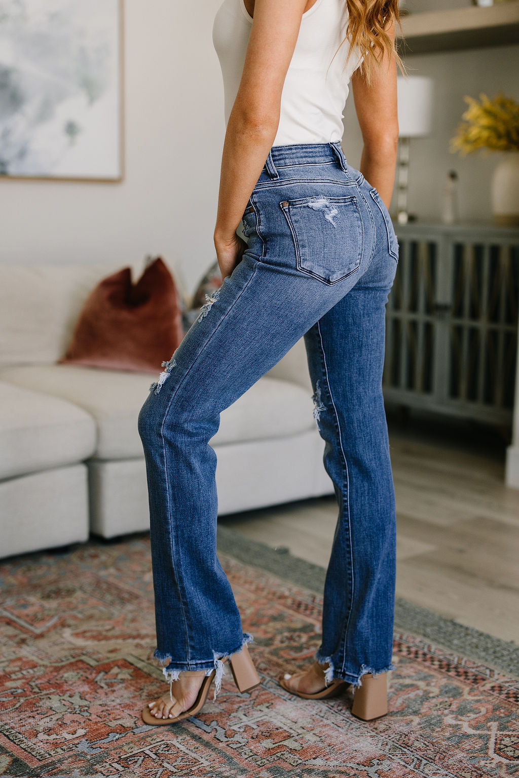 RESTOCKED | Fort Worth Mid Rise Distressed Straight Jeans