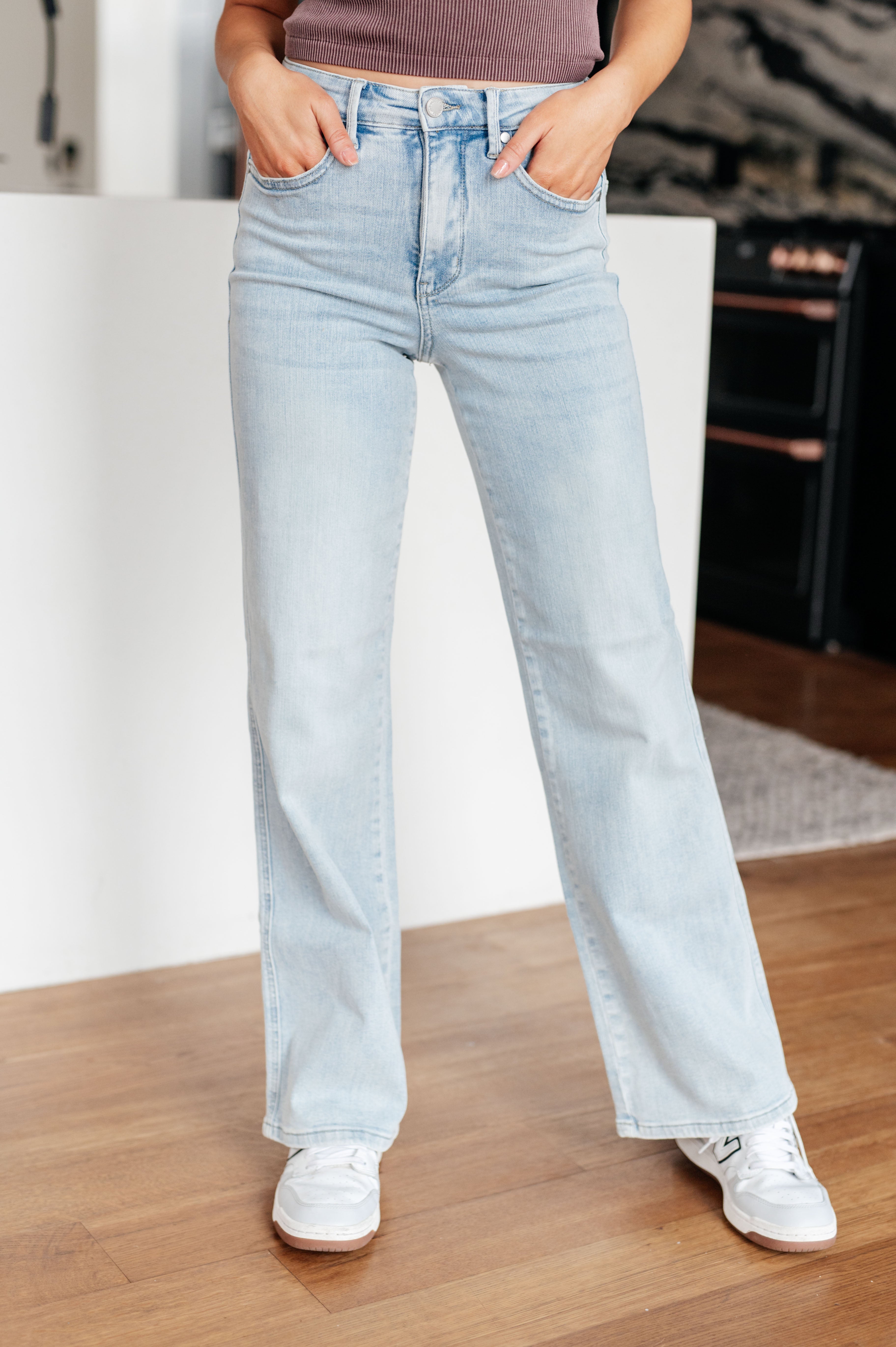 Lowell High Rise Control Top Vintage Wash Straight Jeans