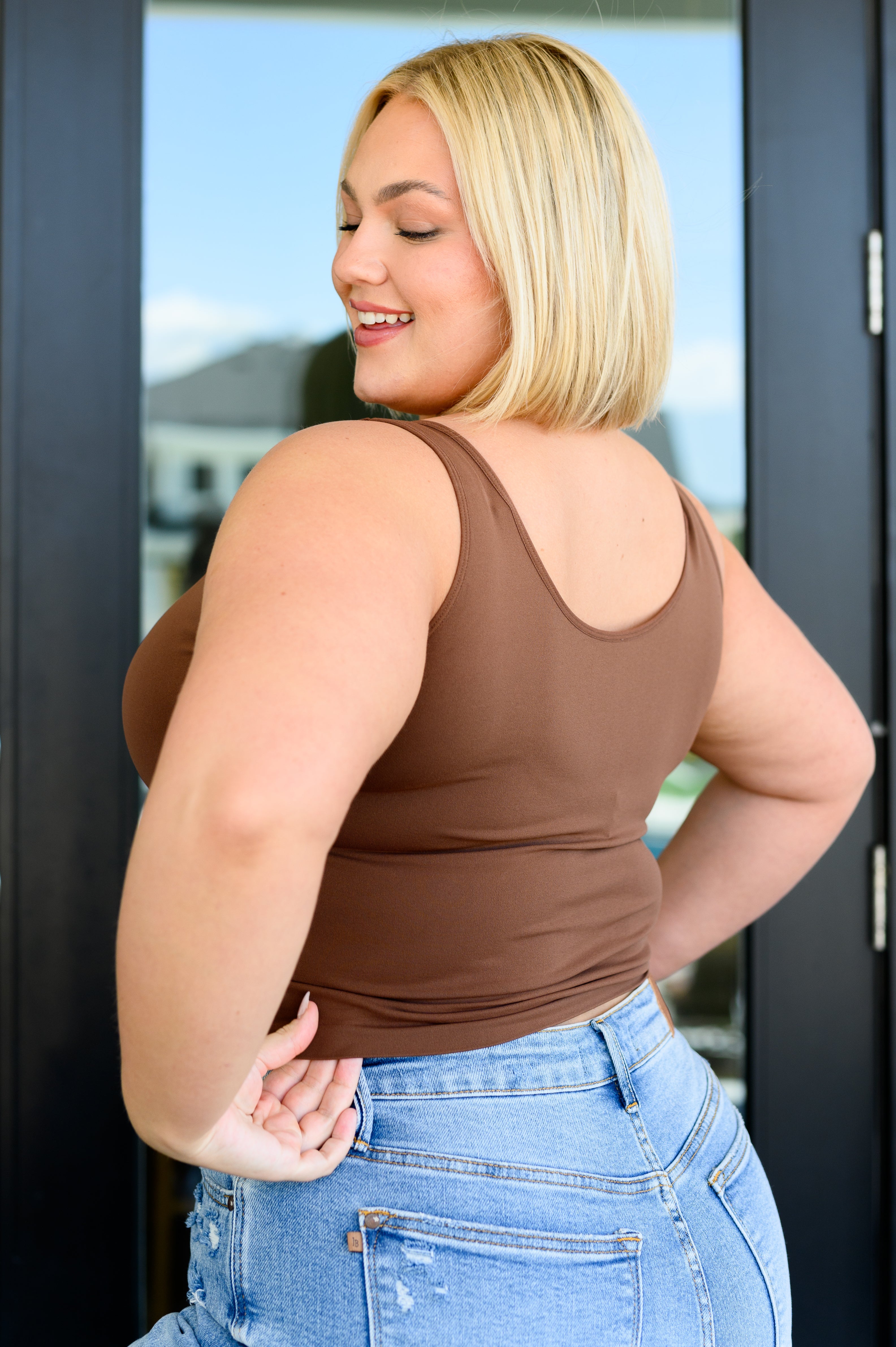 Staple Seamless Reversible Tank in Brown