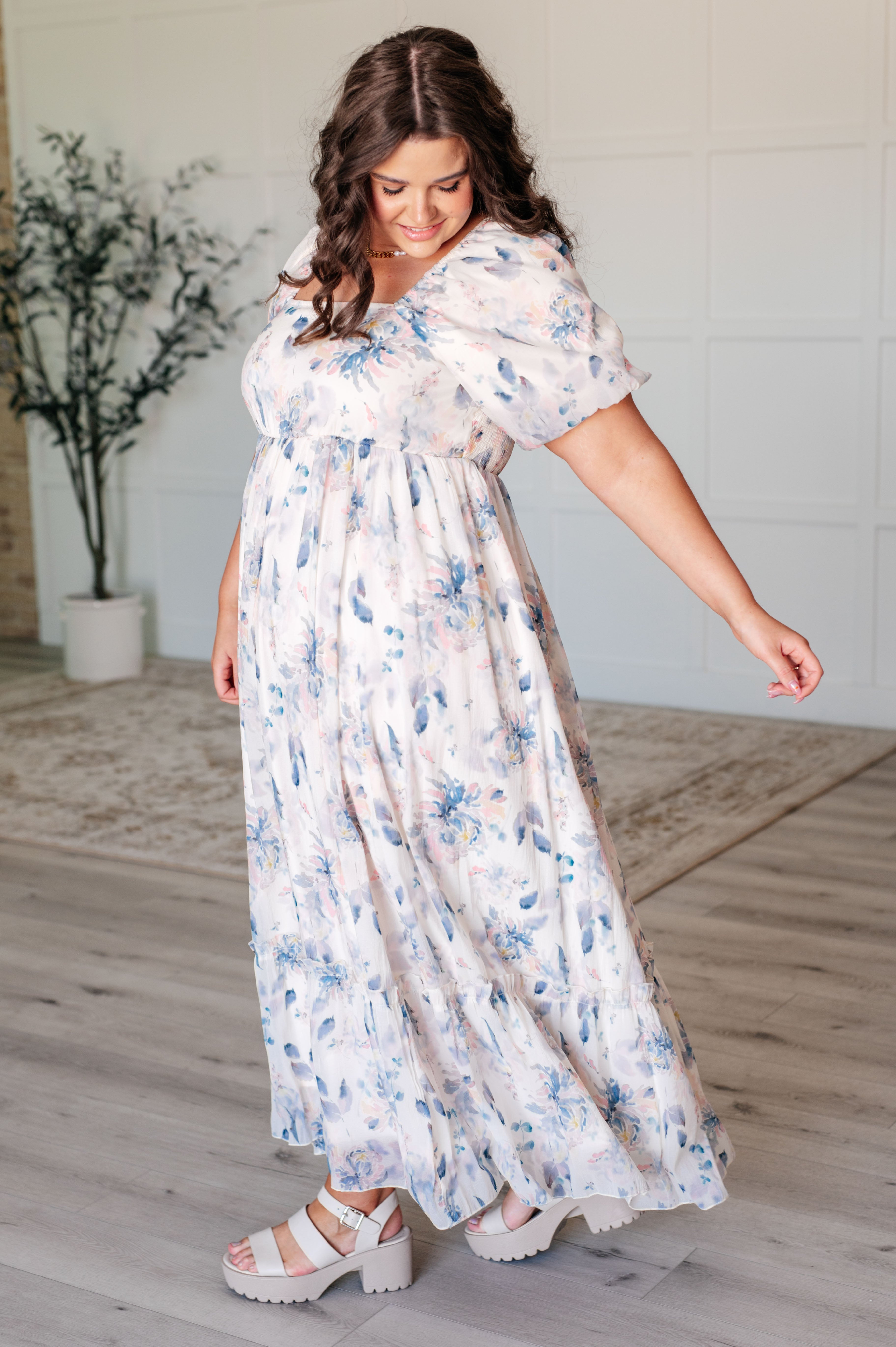 Bristol Balloon Sleeve Floral Dress