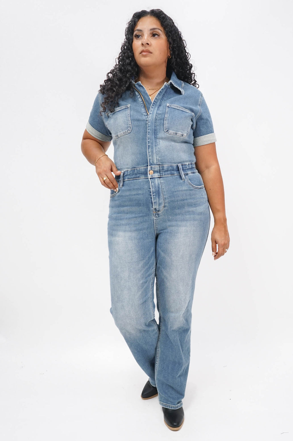 Ricky Short Sleeve Denim Jumpsuit — Good Morrow Co