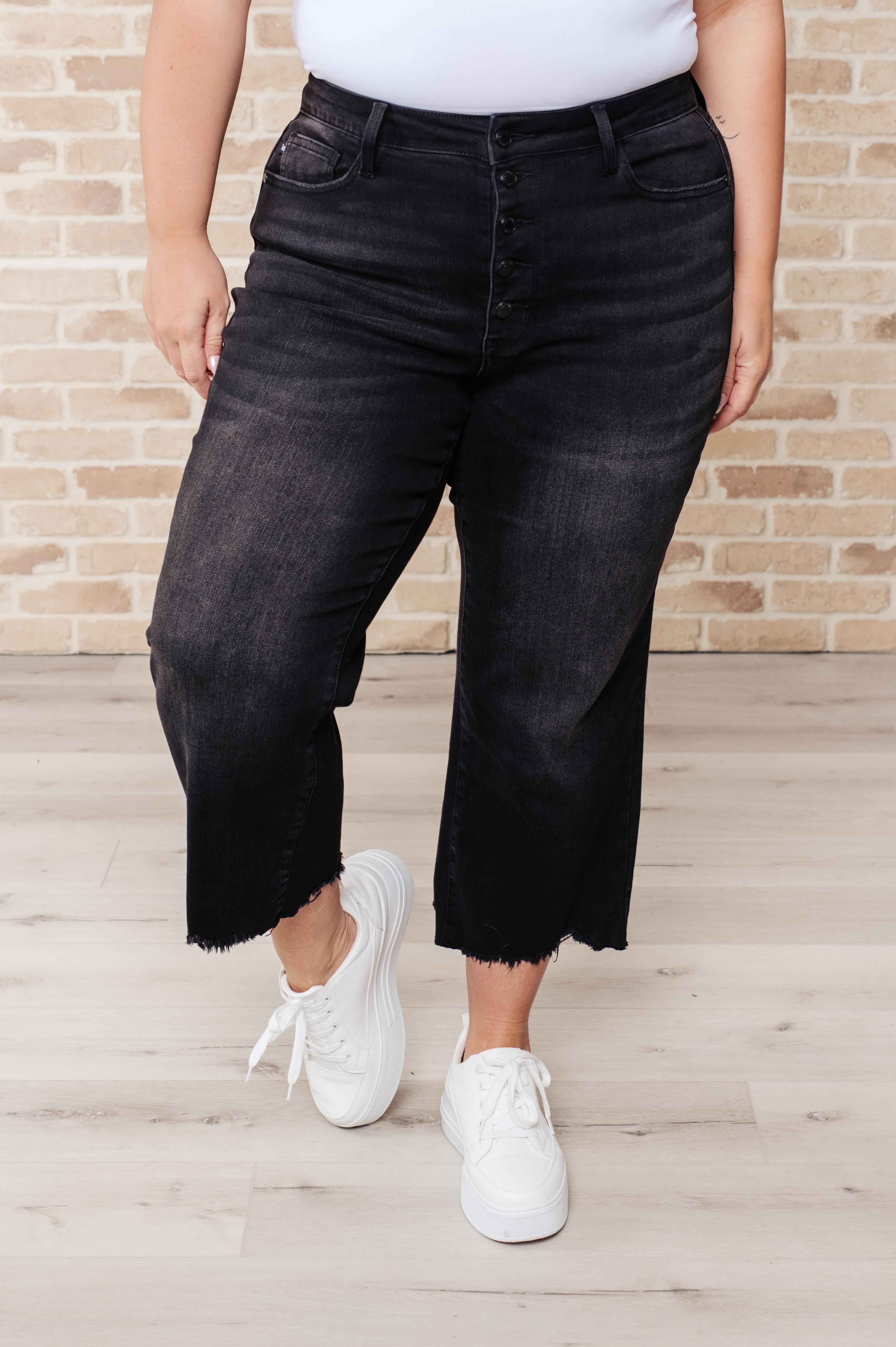 Newport High Rise Button Fly Wide Leg Crop Jeans