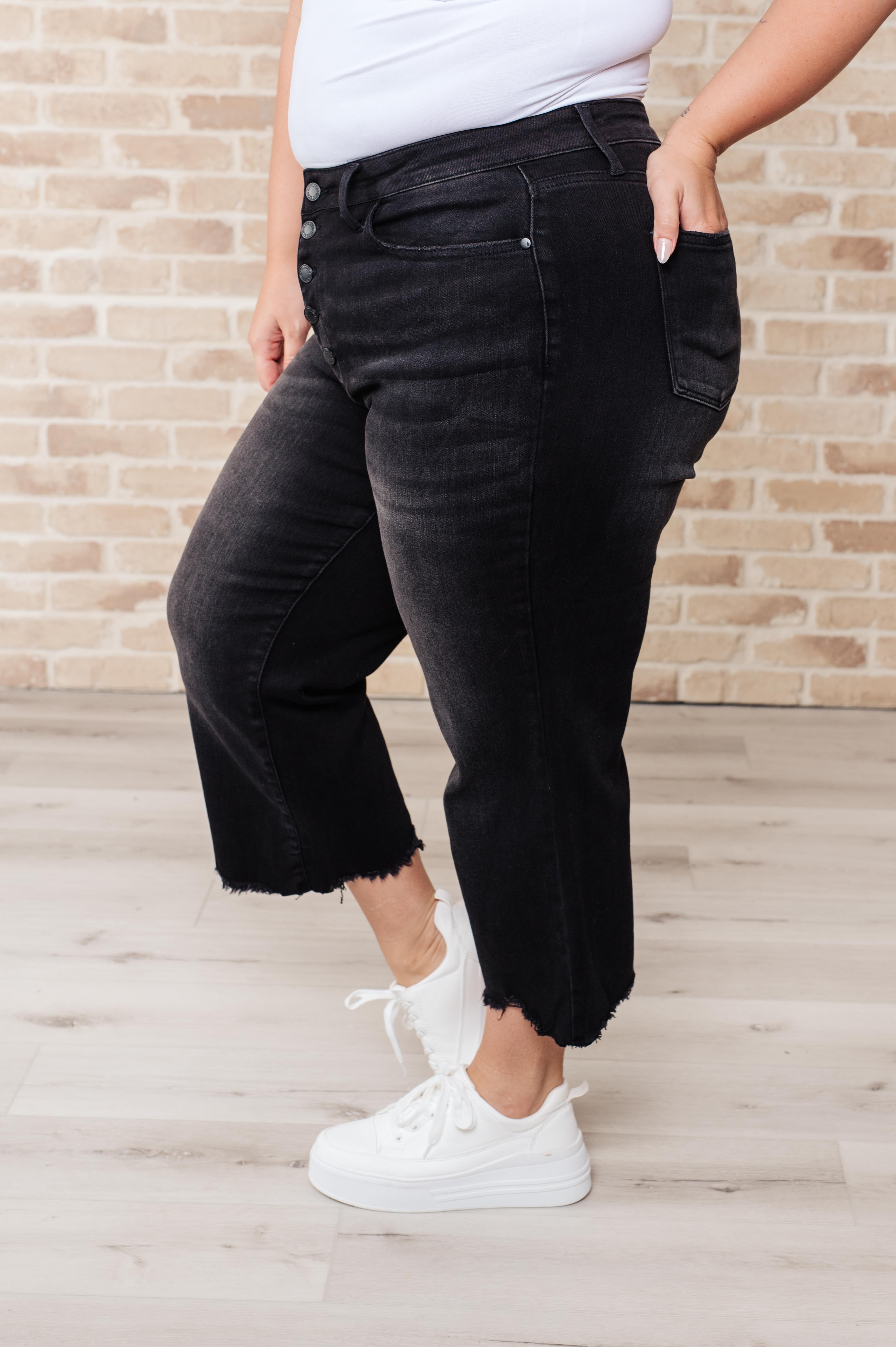 Newport High Rise Button Fly Wide Leg Crop Jeans