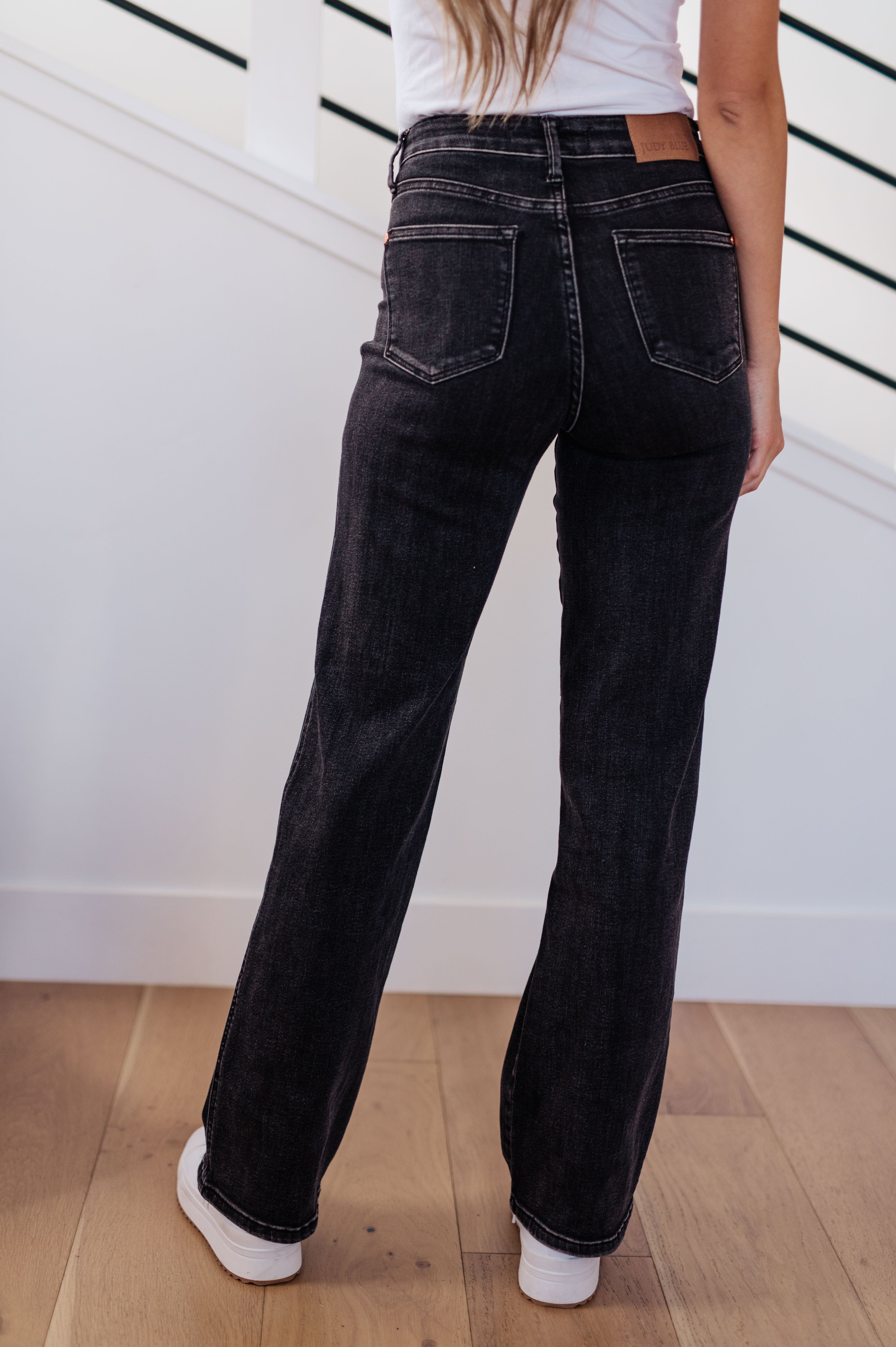 Philadelphia High Rise Control Top Straight Jeans in Washed Black
