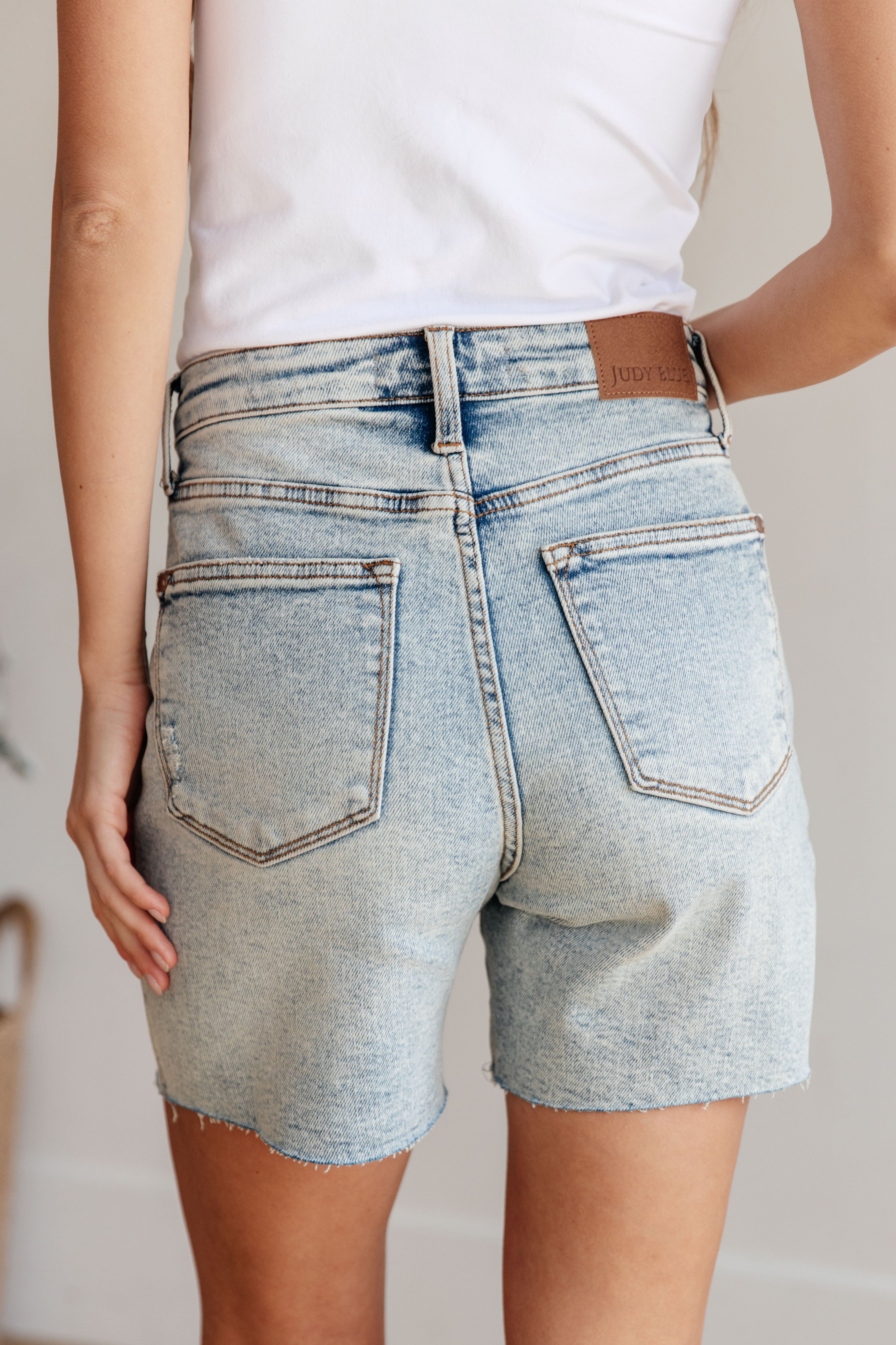 Stacy High Rise Mineral Wash Distressed Boyfriend Shorts