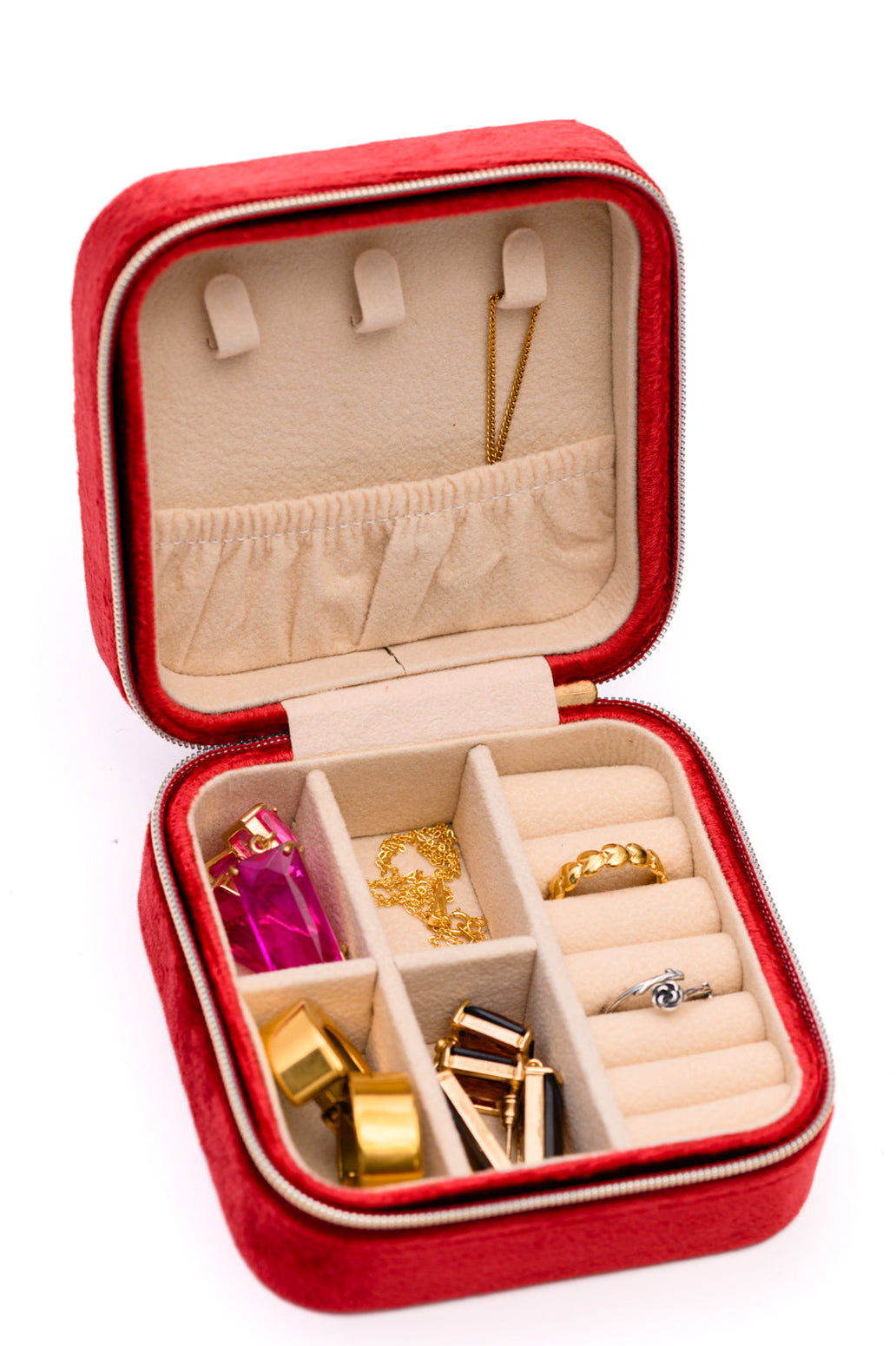 Kept and Carried Velvet Jewelry Box in Red — Good Morrow Co display picture 3