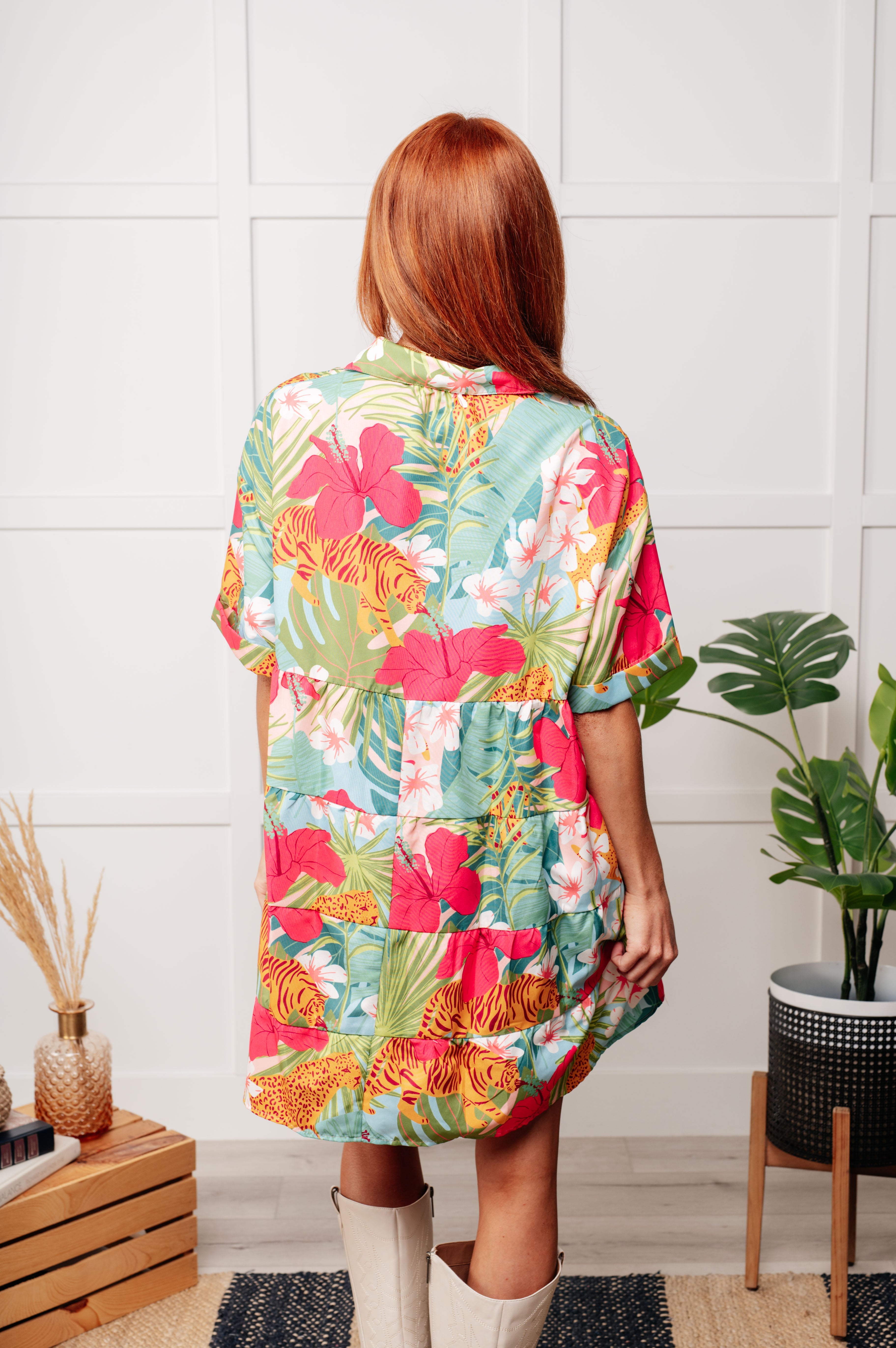 Lahaina Tropical Shirtdress in Green