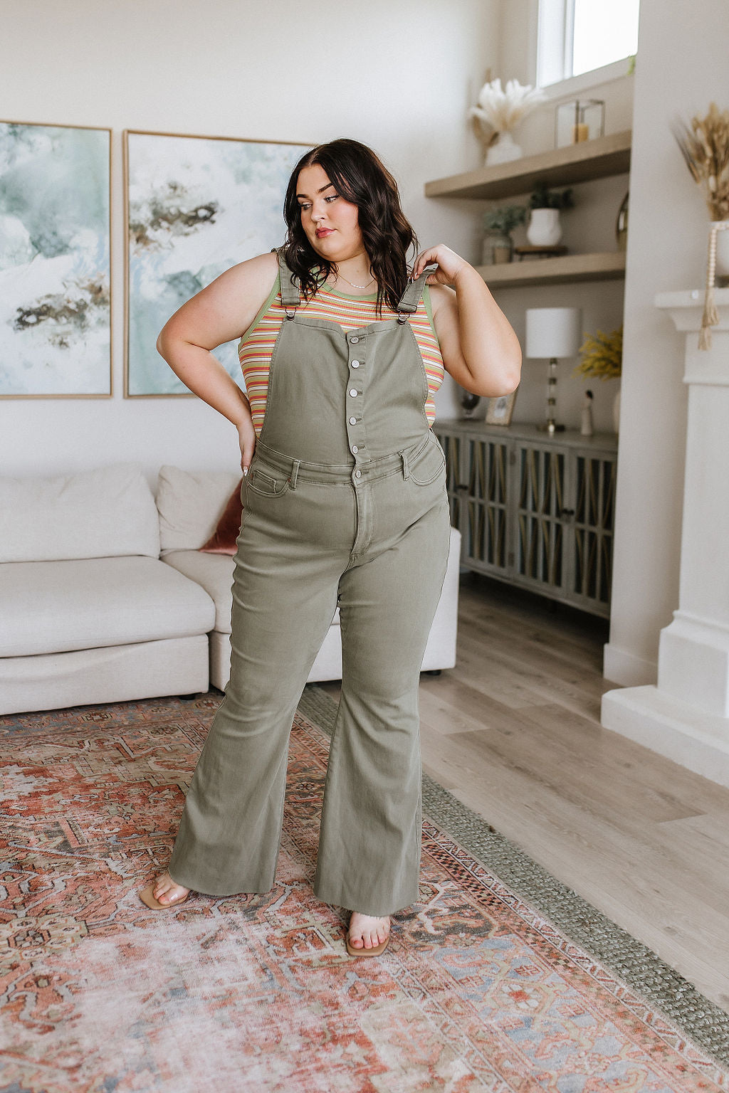 Boise Control Top Release Hem Overalls in Olive