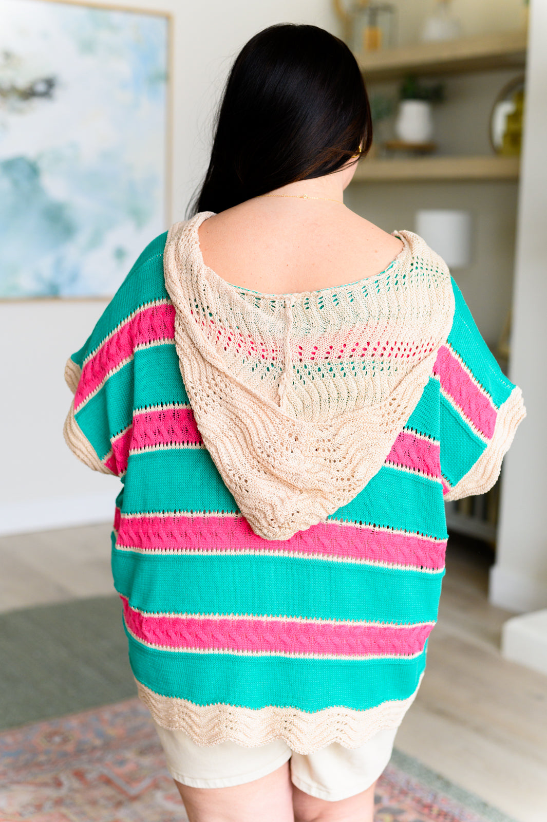 Allegra Striped Hooded Top
