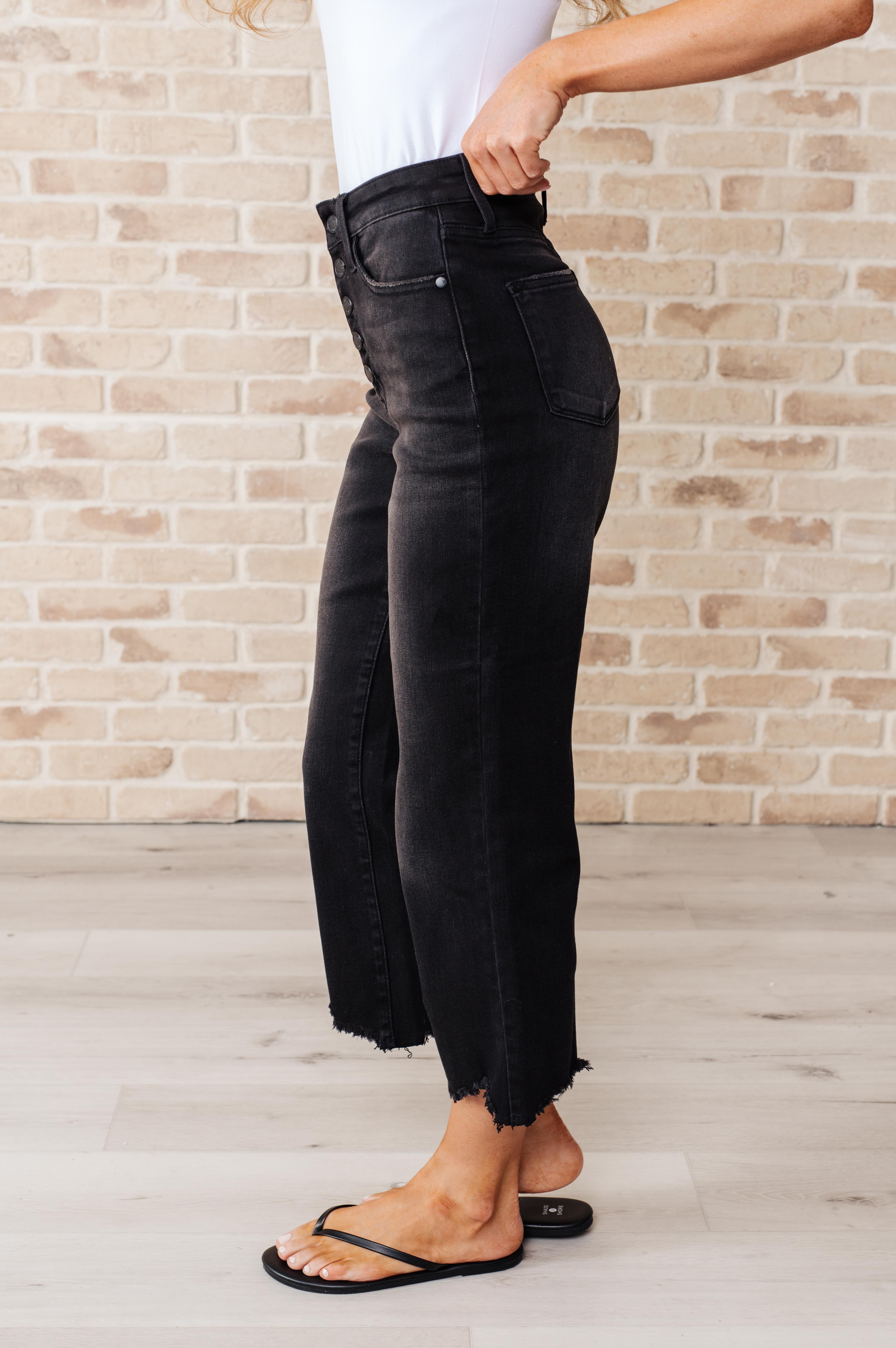 Newport High Rise Button Fly Wide Leg Crop Jeans