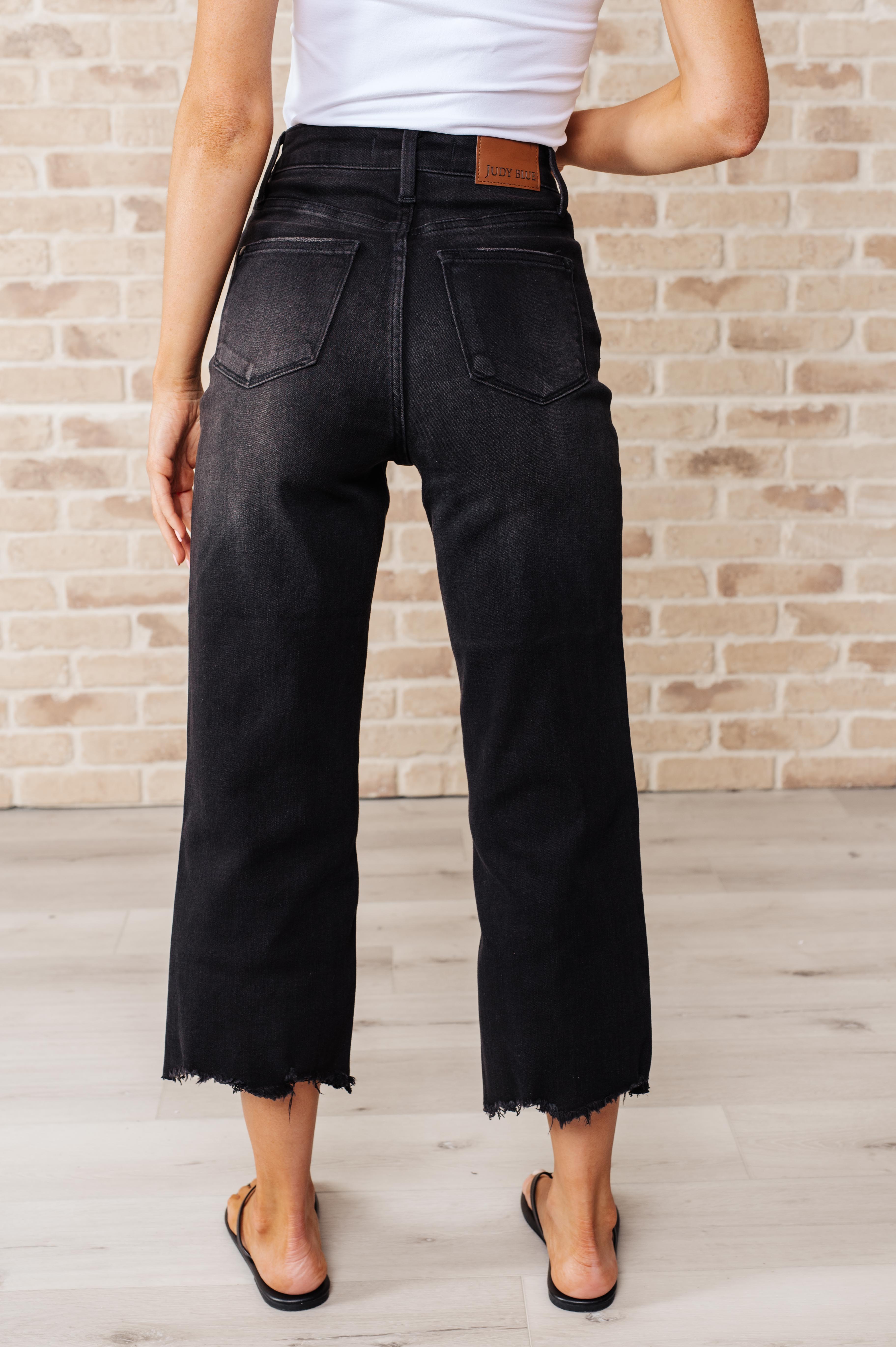 Newport High Rise Button Fly Wide Leg Crop Jeans