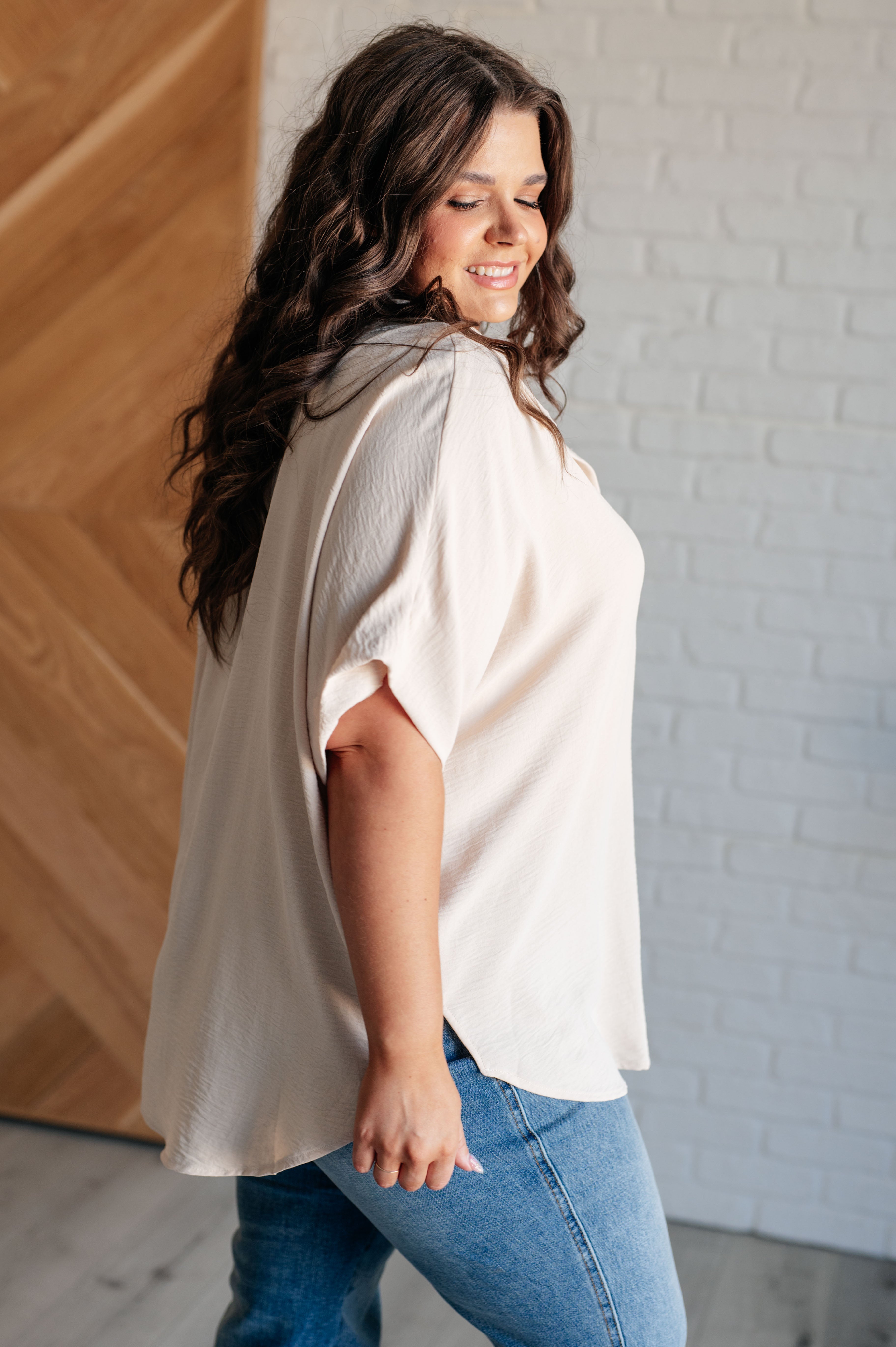 Tandy Button Down Blouse in Oatmeal