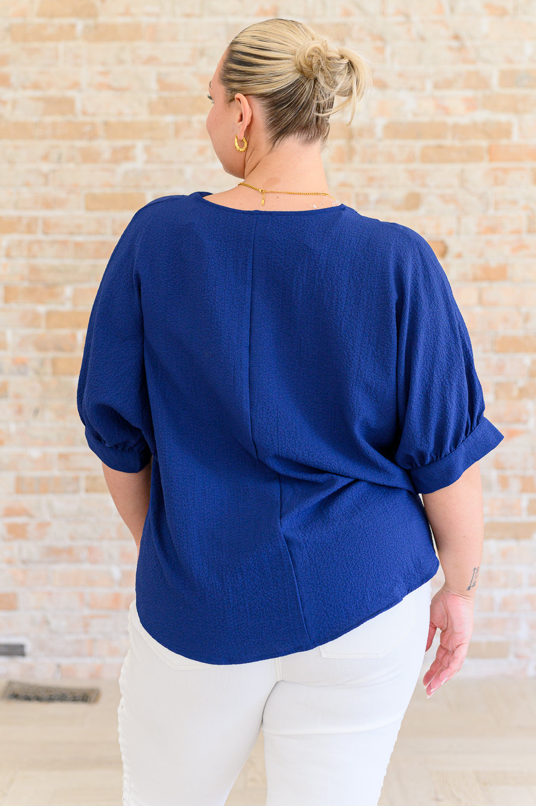 Ethel V-Neck Blouse in Navy