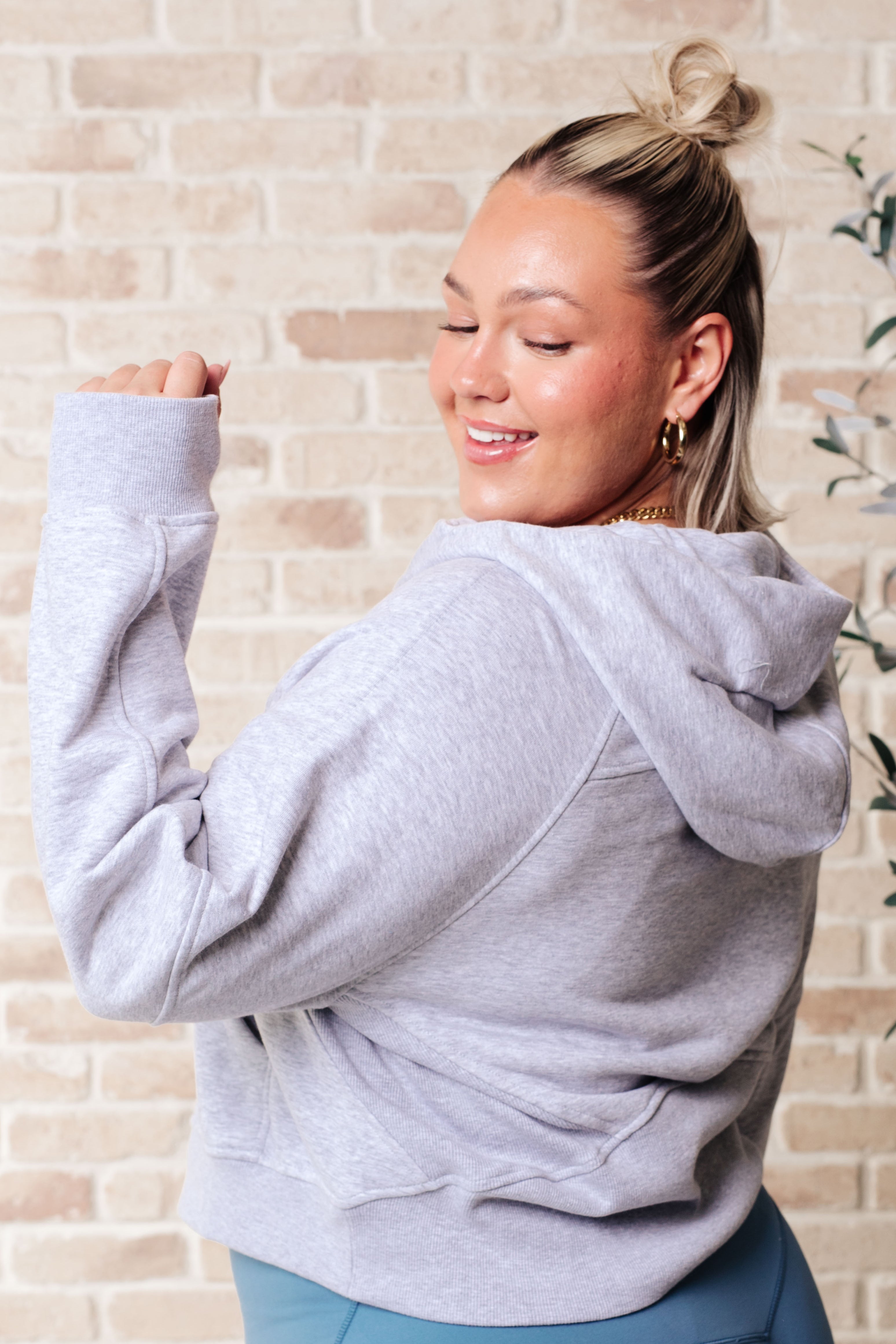 Work it Out Half Zip Hoodie in Grey