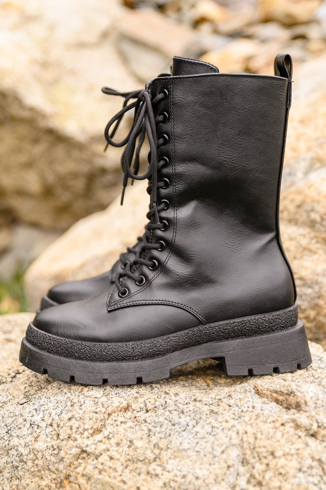 Bootcamp Feels Vegan Leather Combat Boots In Black