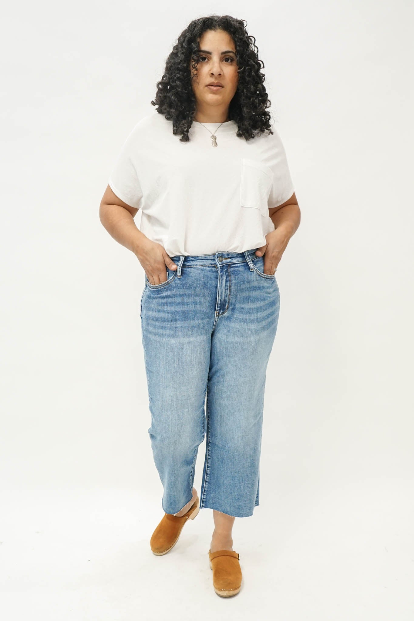 Brentwood High Waisted Wide Leg Cropped Jeans