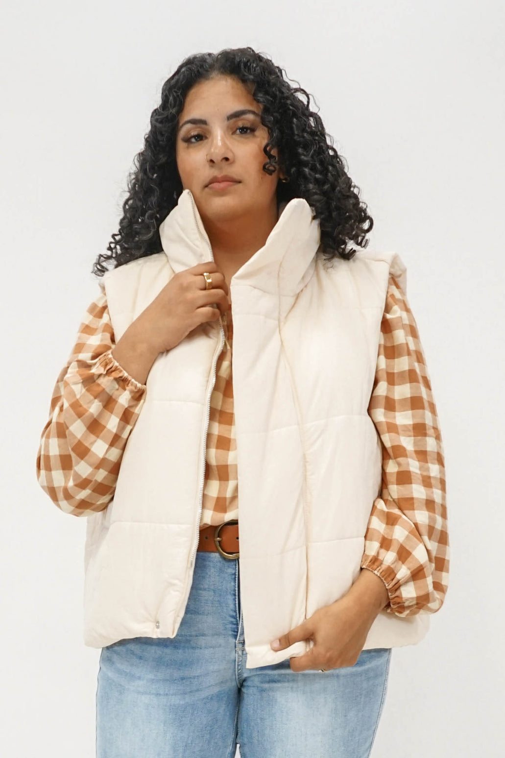 Dost Oversized Puffer Vest in Ecru | Good Morrow Co