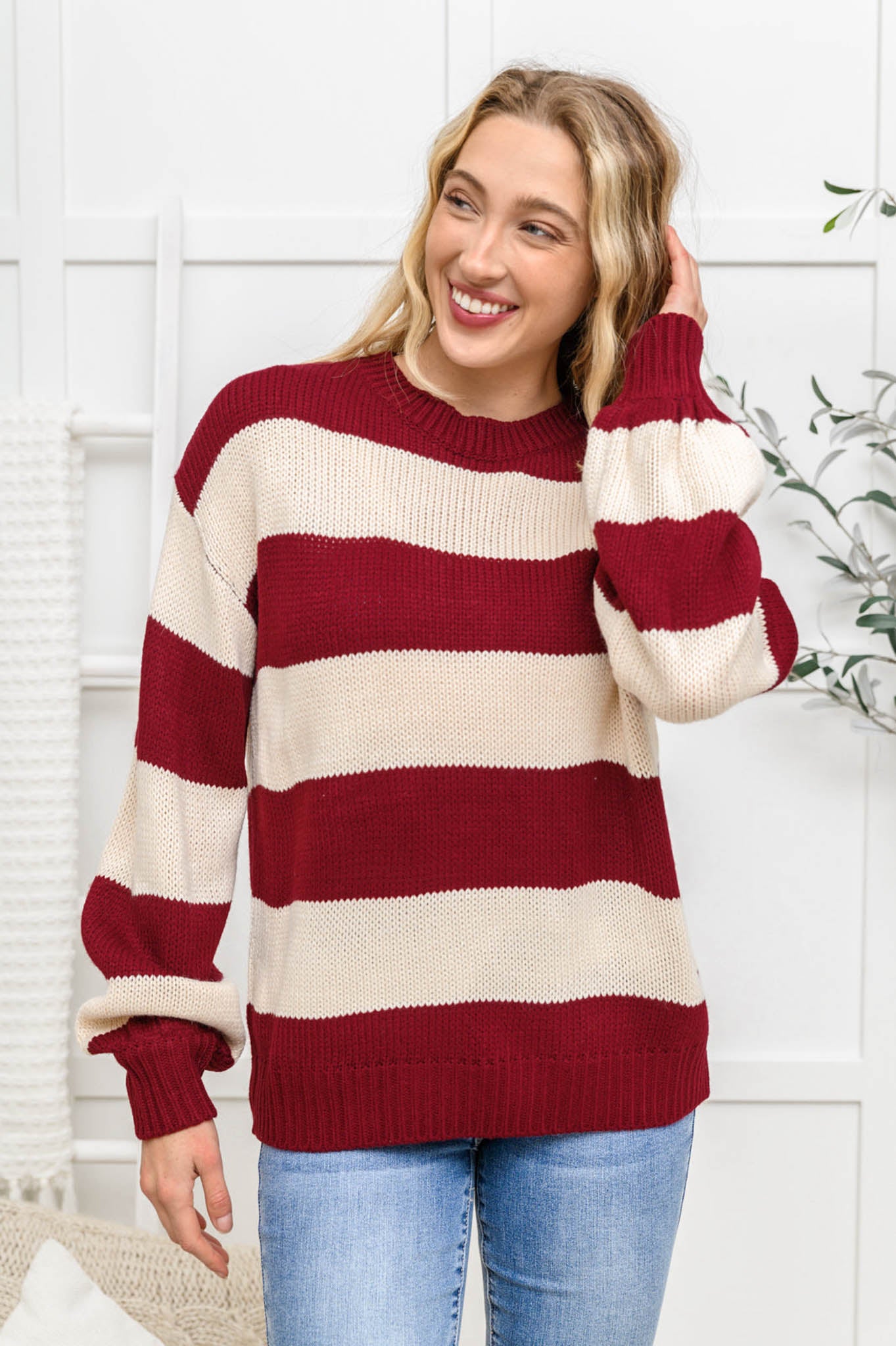 William Striped Sweater In Burgundy