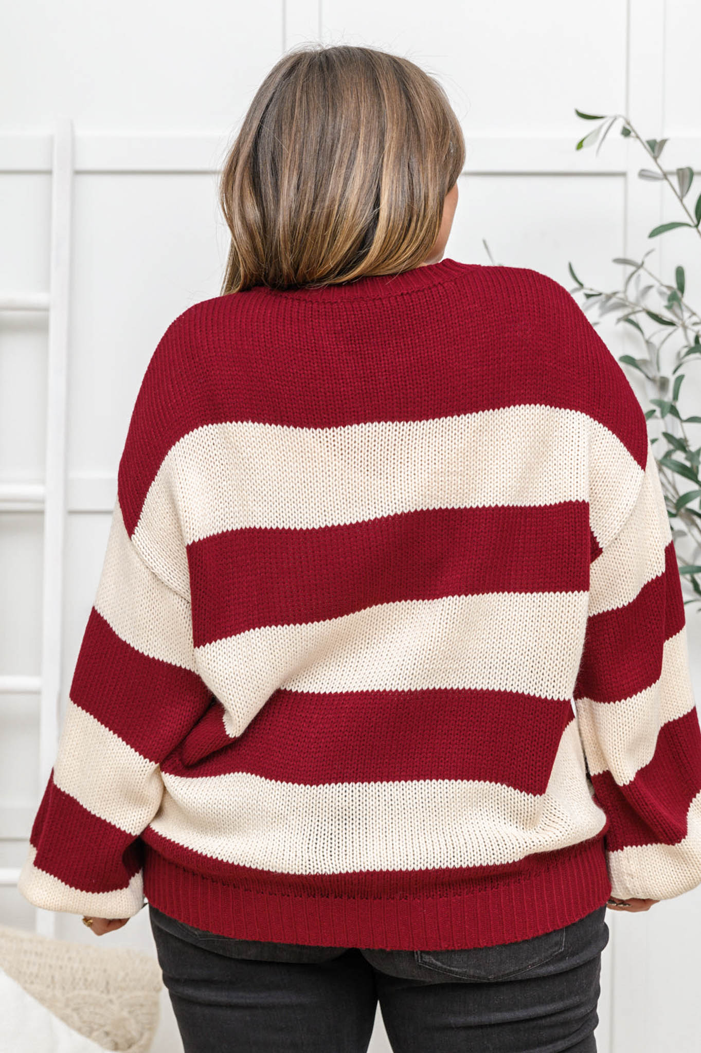 William Striped Sweater In Burgundy