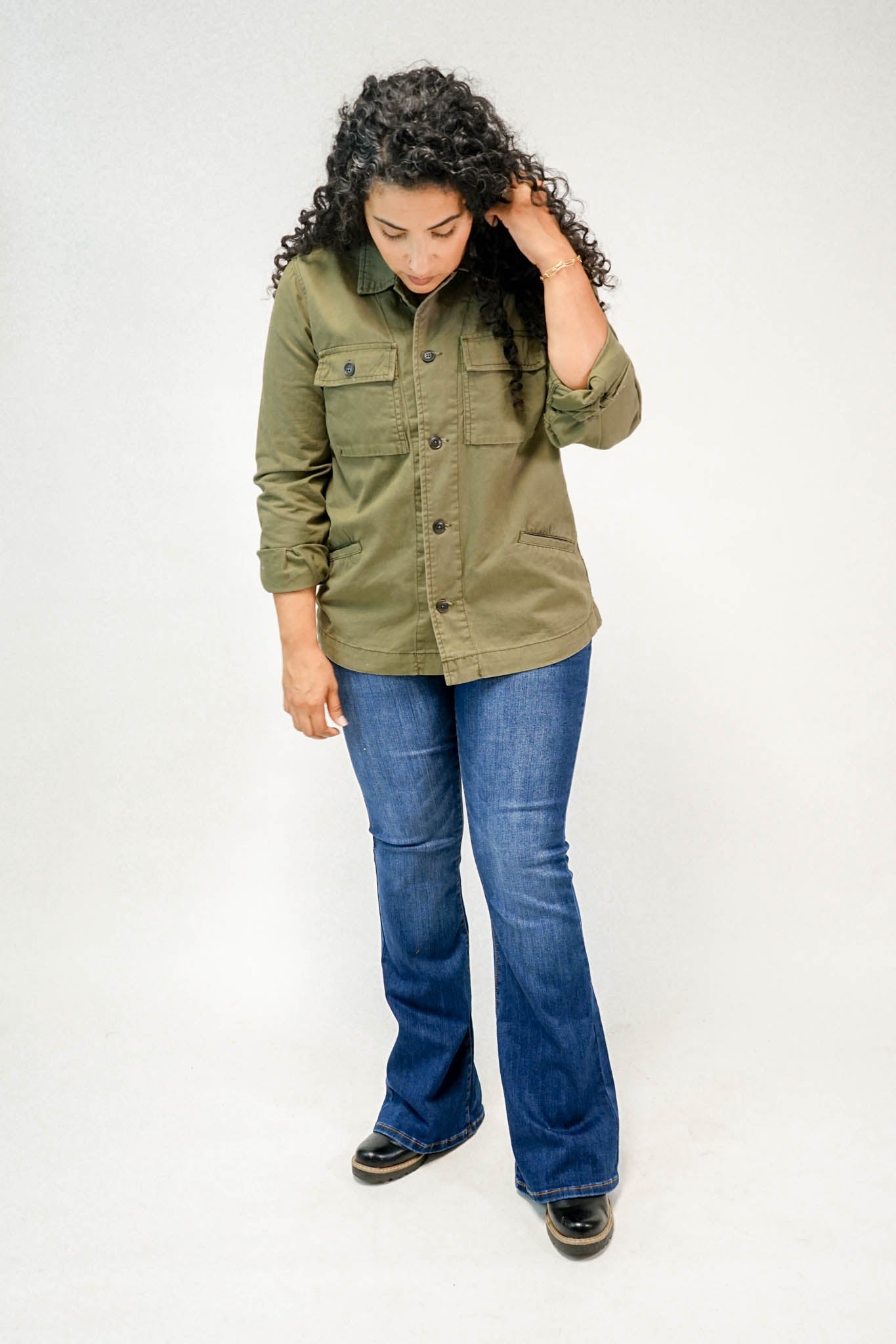 Mickie Military Jacket in Washed Olive