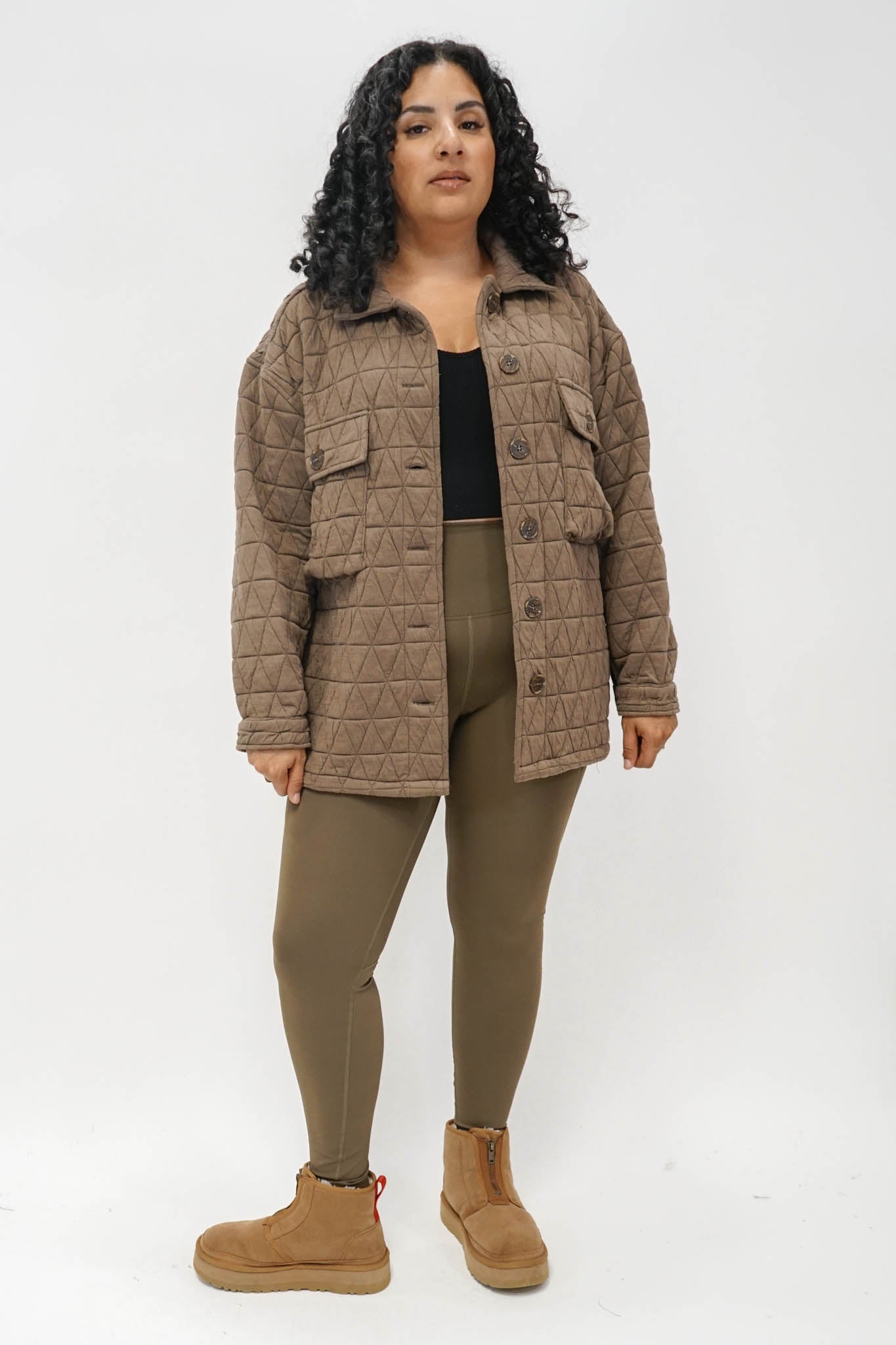 Quincey Quilted Shacket in Mocha