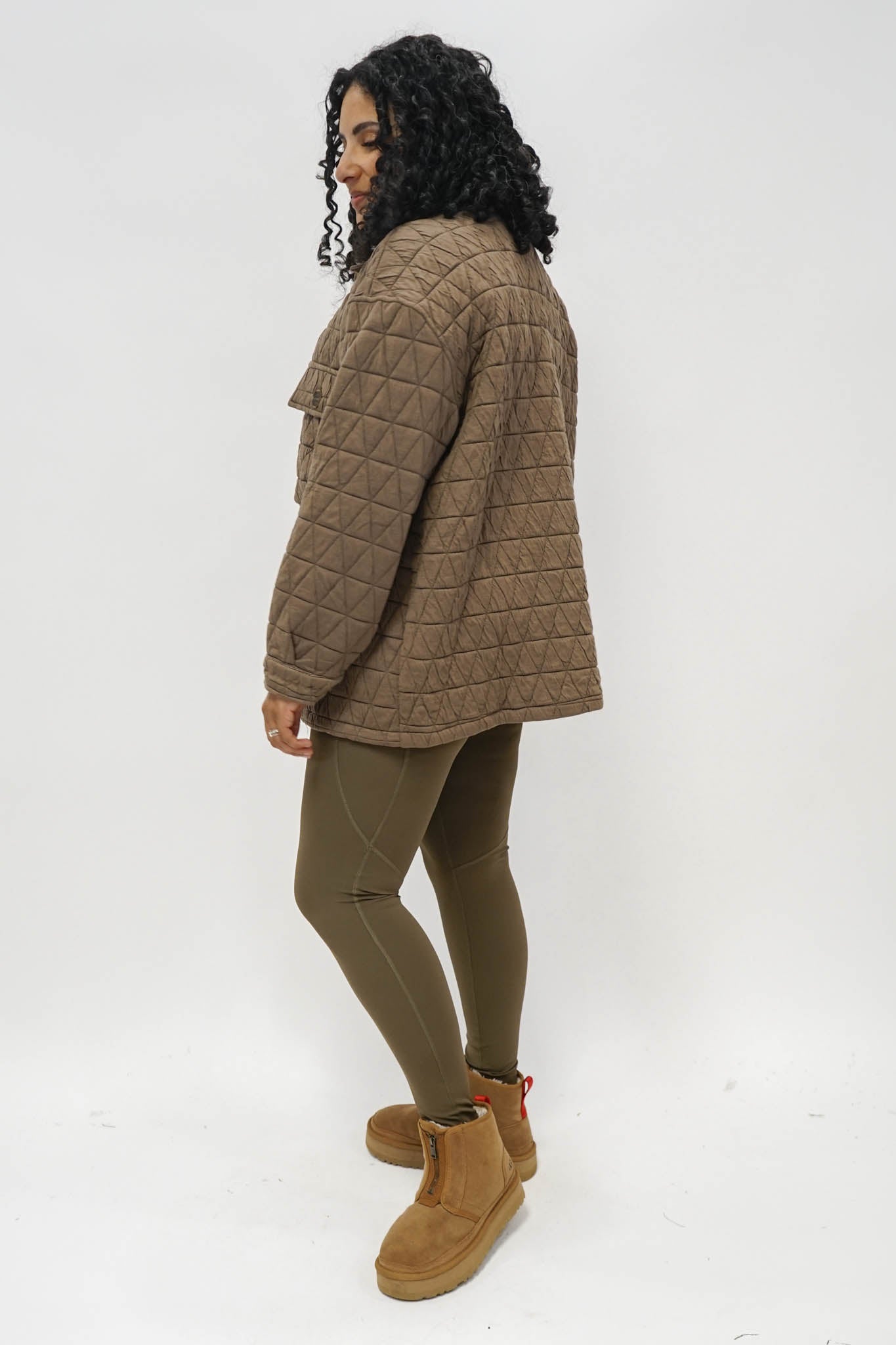 Quincey Quilted Shacket in Mocha