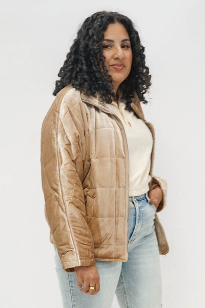 Crushed velvet clearance puffer jacket