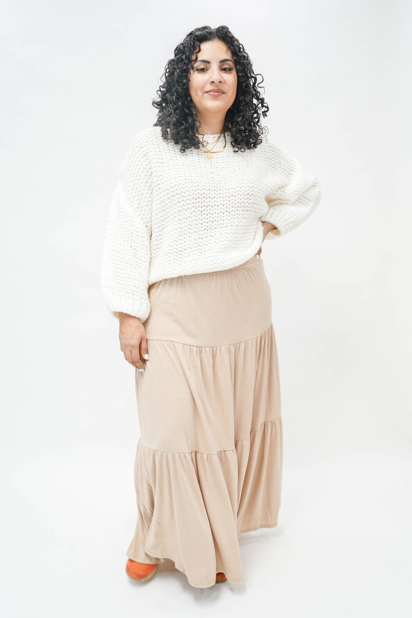 Westminster Tiered Skirt in Taupe