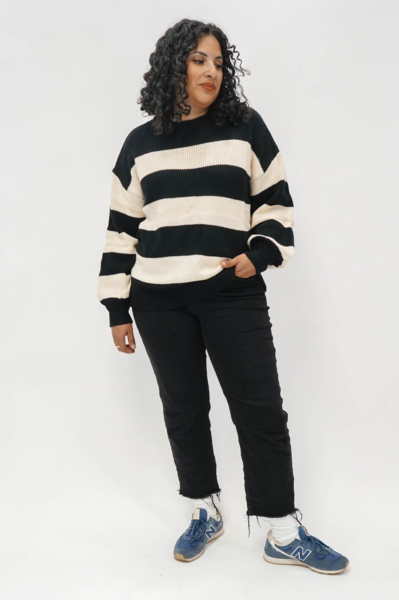 Williams Striped Sweater in Black