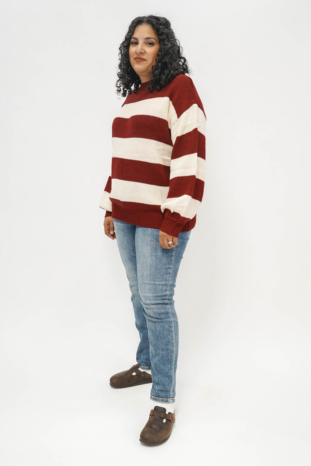 Williams Striped Sweater in Burgundy Good Morrow Co