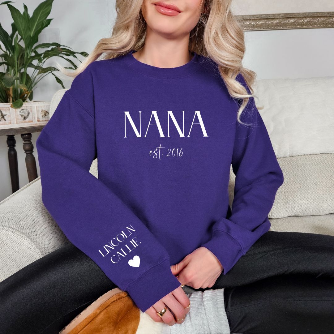 PREORDER: Custom Mama Sweatshirt in Assorted Colors - One Sleeve