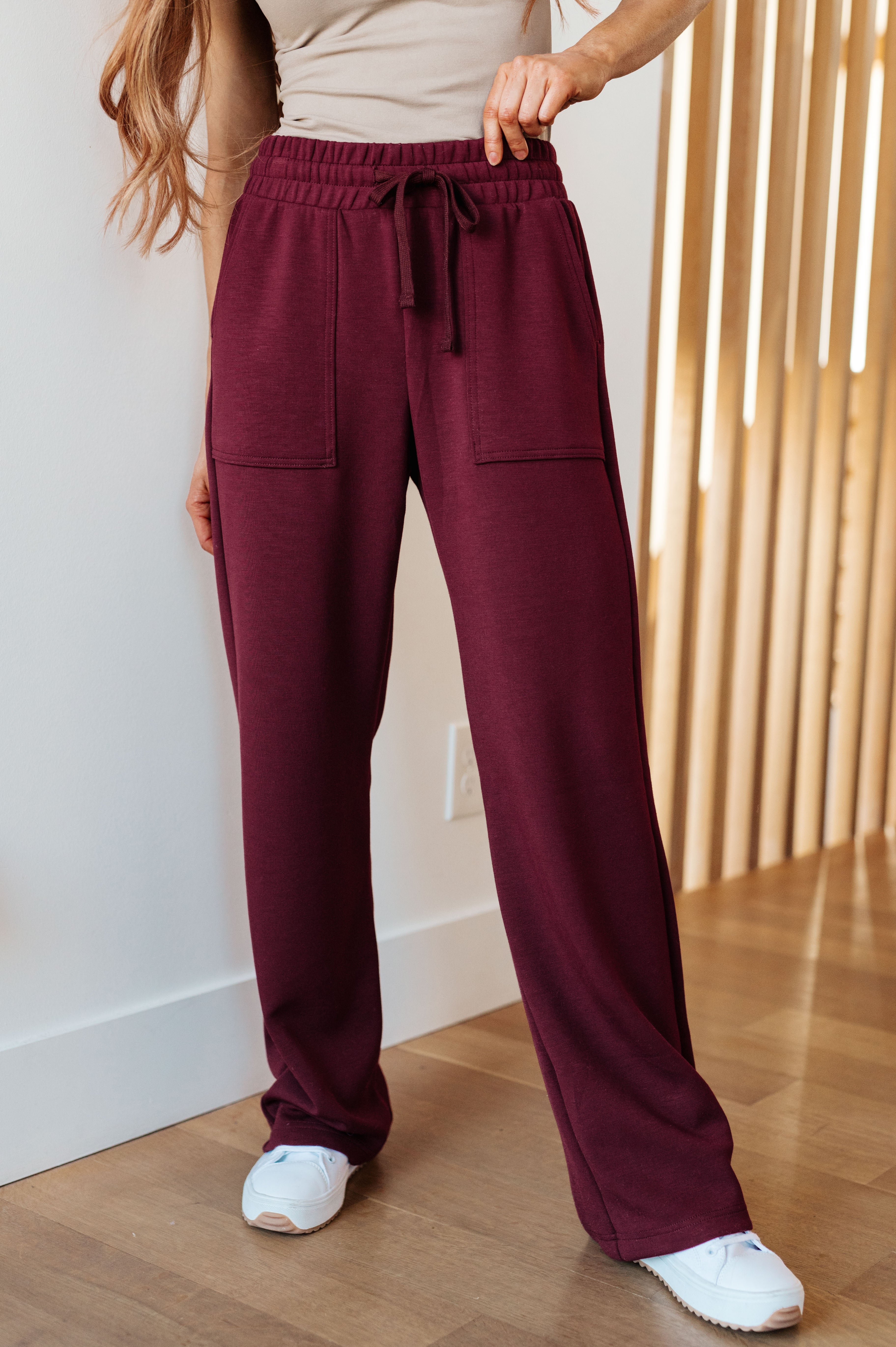 Get Going Straight Leg Pants in Wine