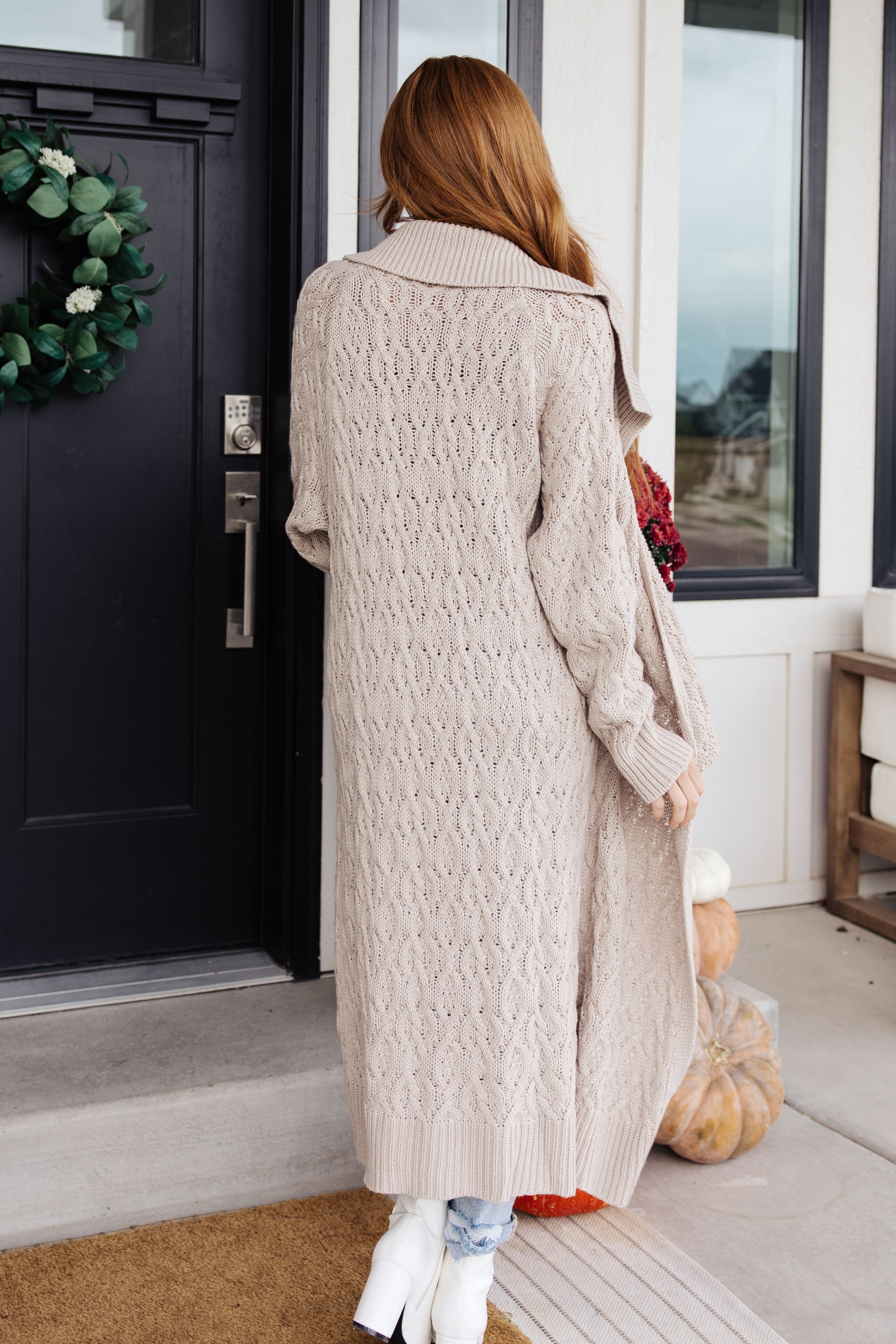 Brown Knit Duster Cardigan (M) — Holy Thrift