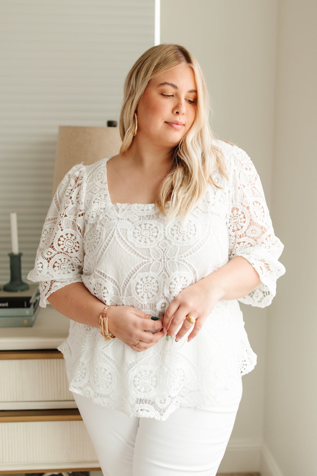 Monica Lace Blouse in White