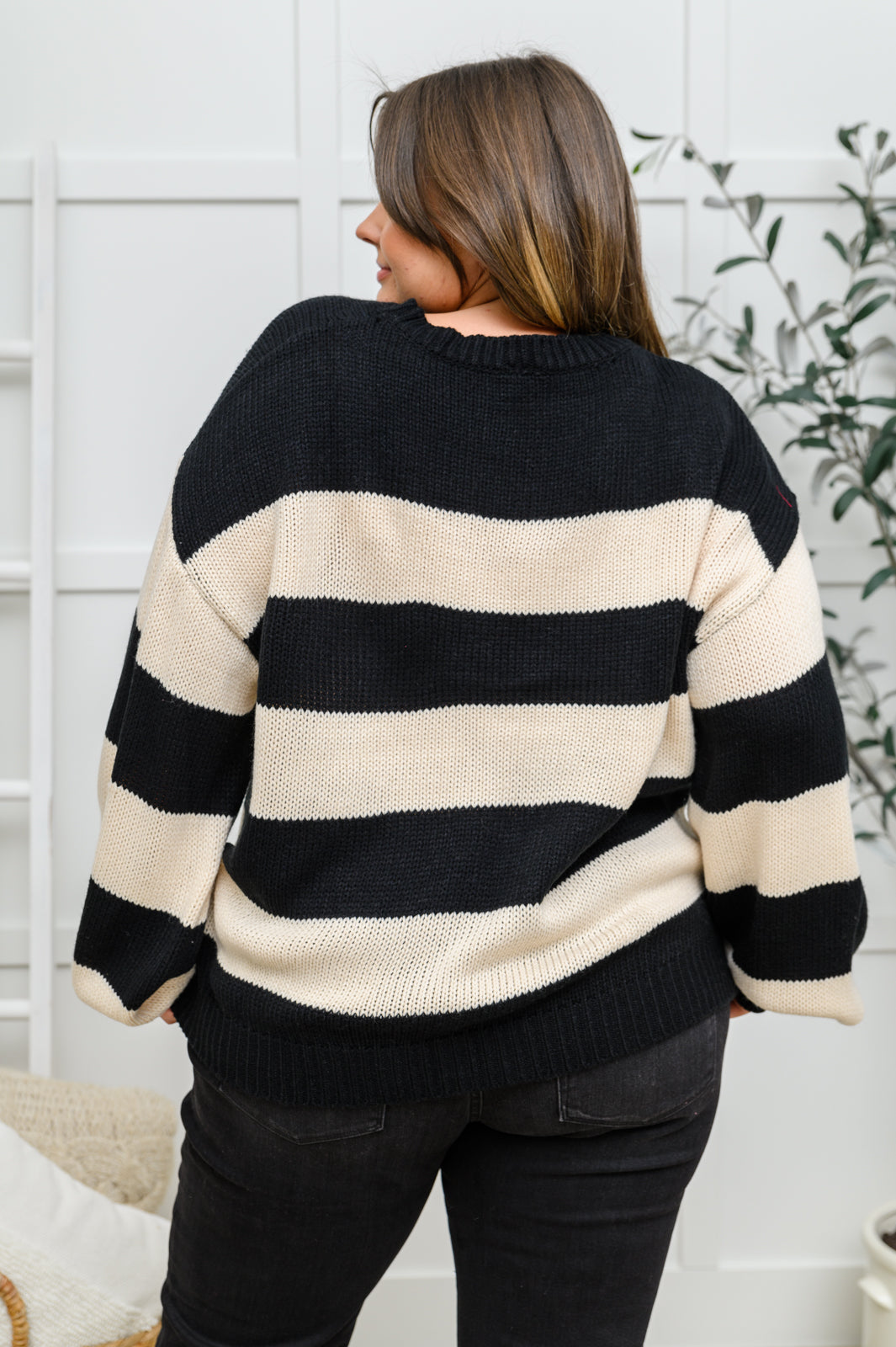 Williams Striped Sweater in Black