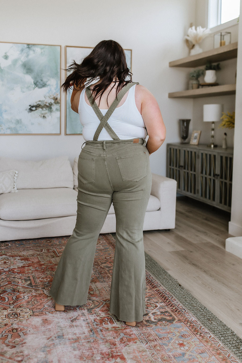 Boise Control Top Release Hem Overalls in Olive