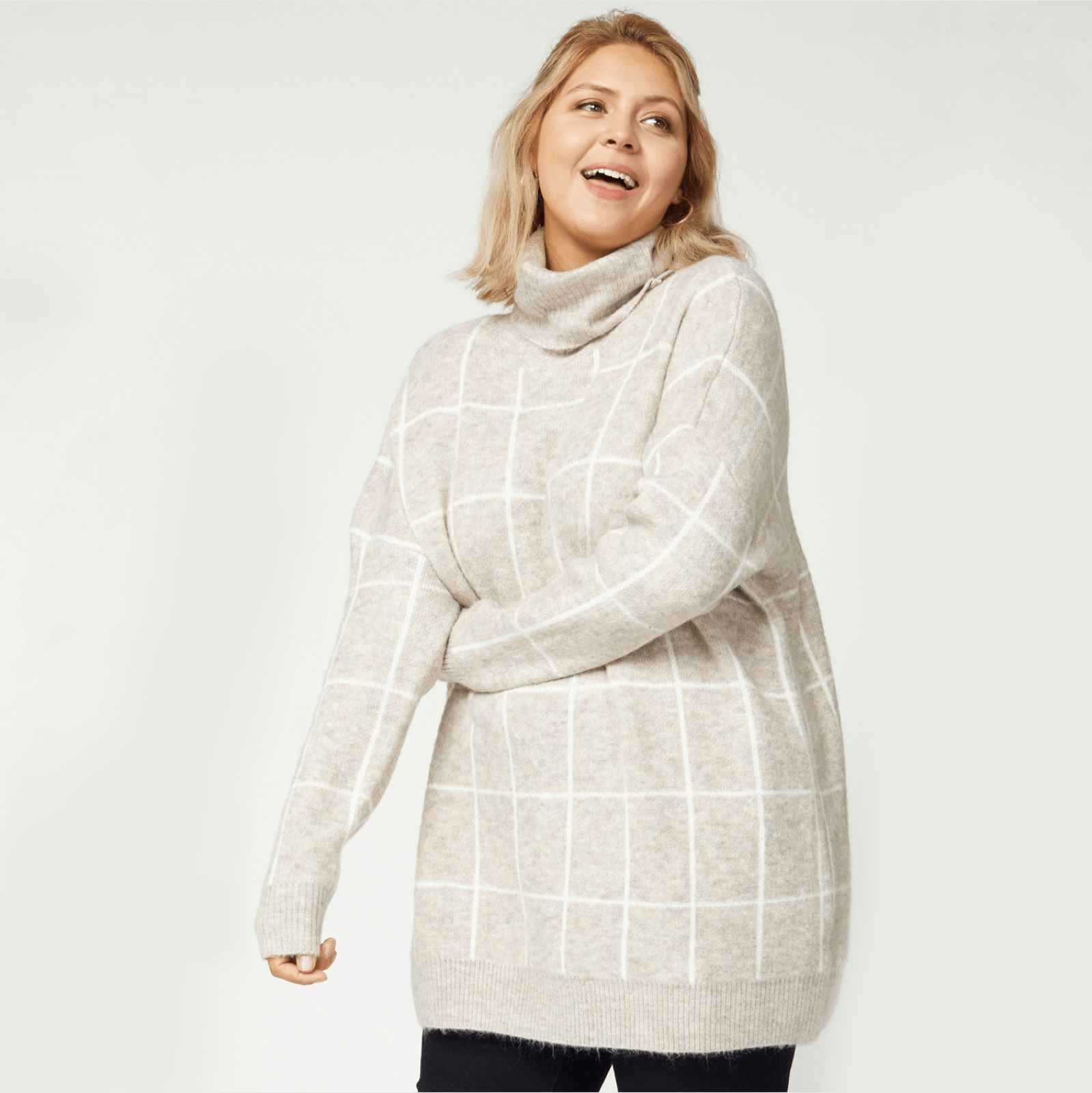 Windowpane turtleneck sweater best sale