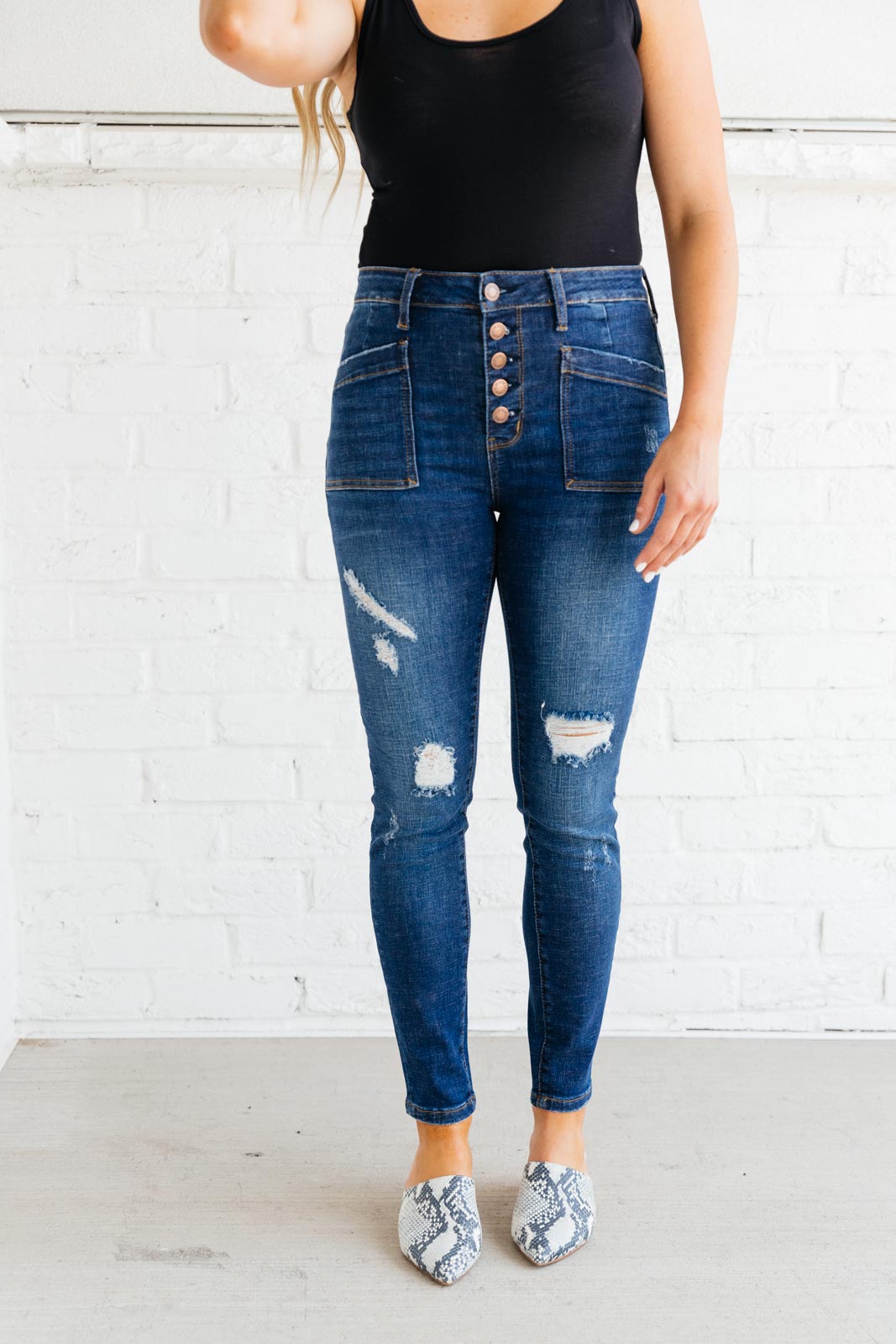 Pasadena Patch Pocket Skinny Jeans