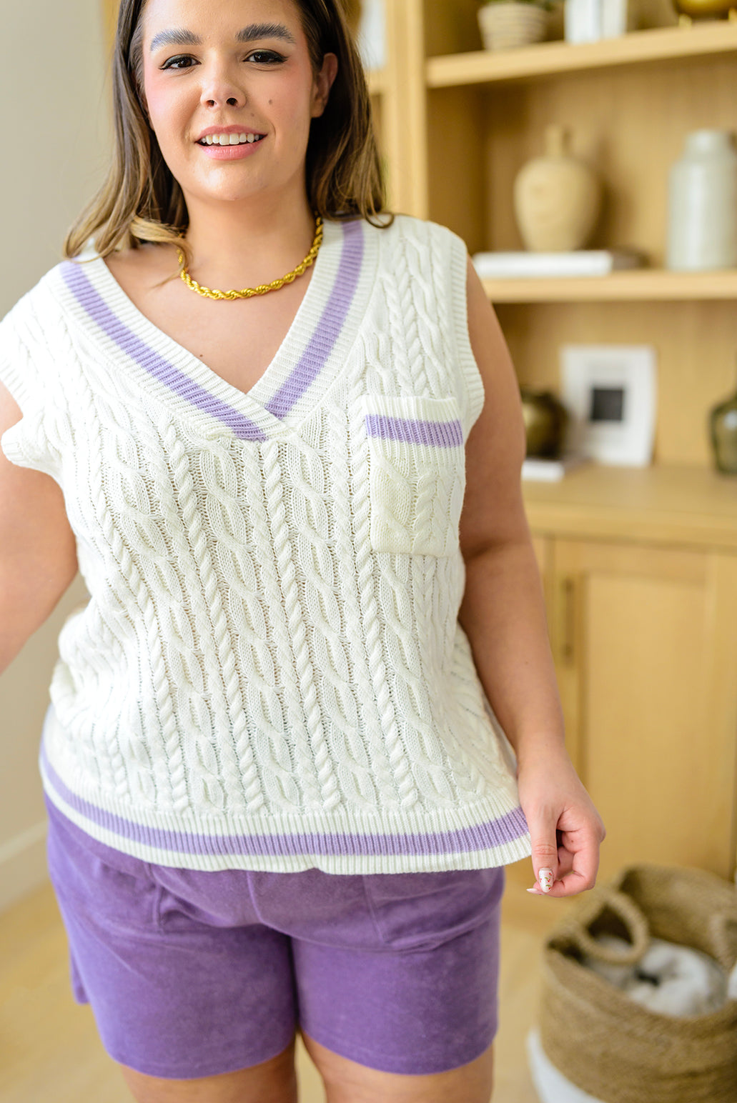 Moromoro2 ニット color knited string vest Bridgette Sweater Vest | Good Morrow Co