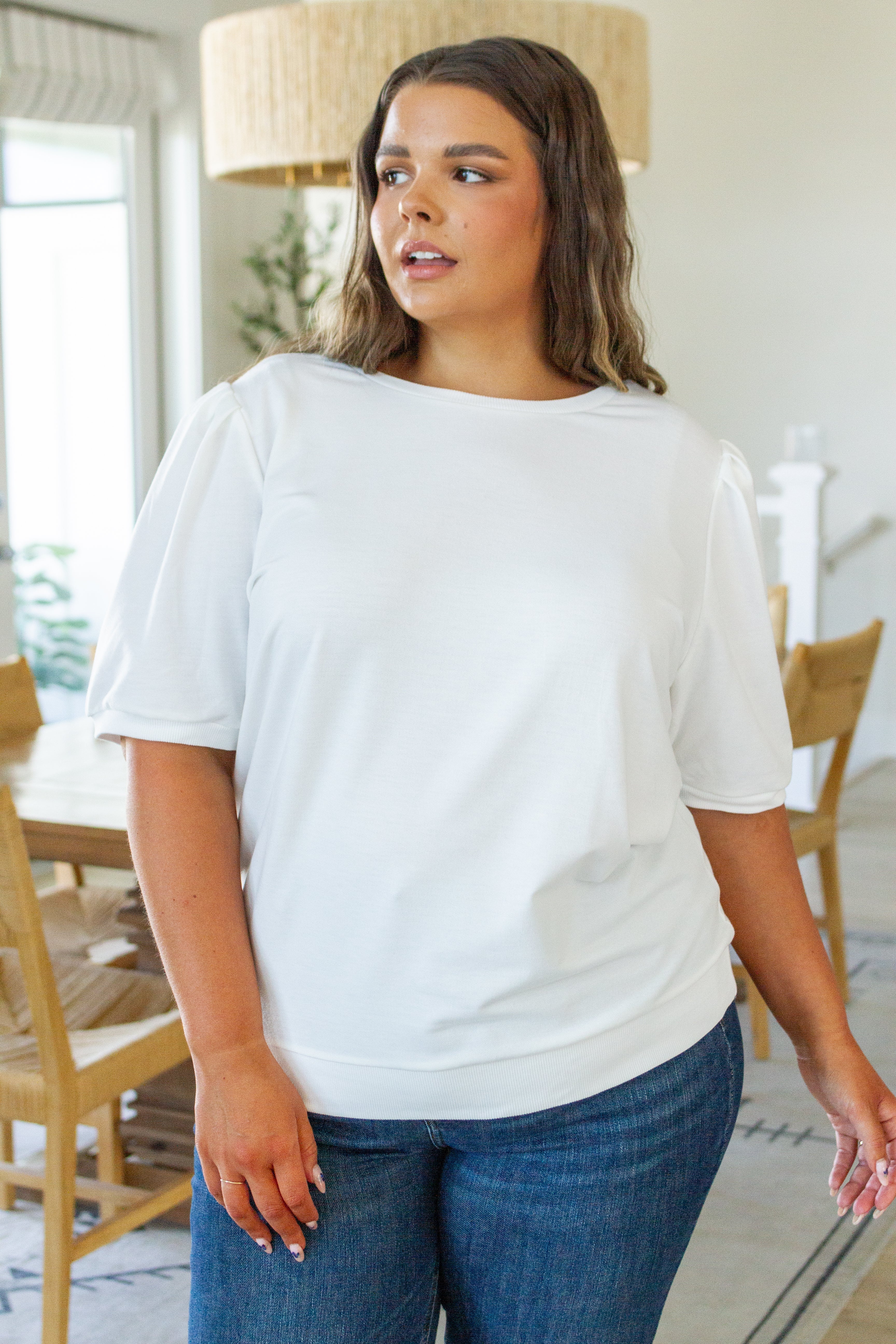 Presley Puff Sleeve Top in White