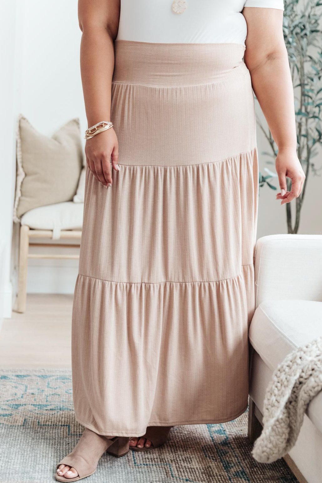 Westminster Tiered Skirt in Taupe