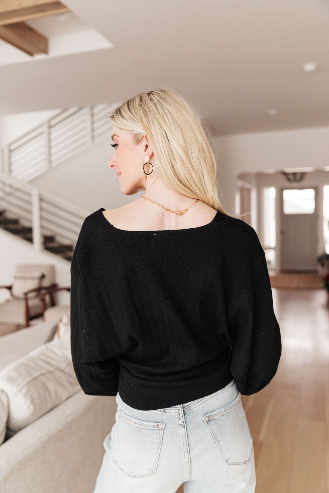 Marina Crossover Sweater In Black