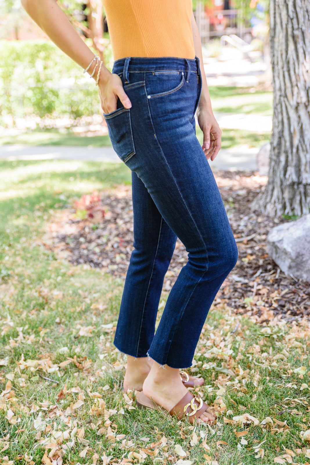 Indiana Mid Rise Ankle Crop Straight Jeans