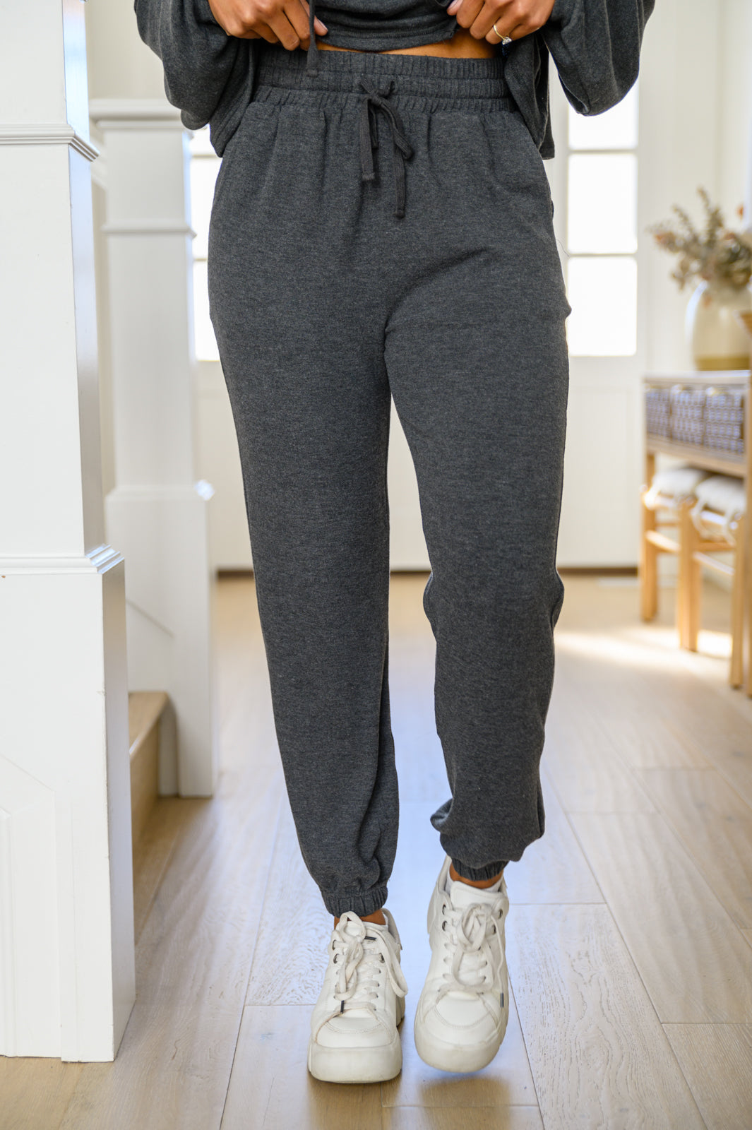 Rick Sweater Knit Joggers In Charcoal