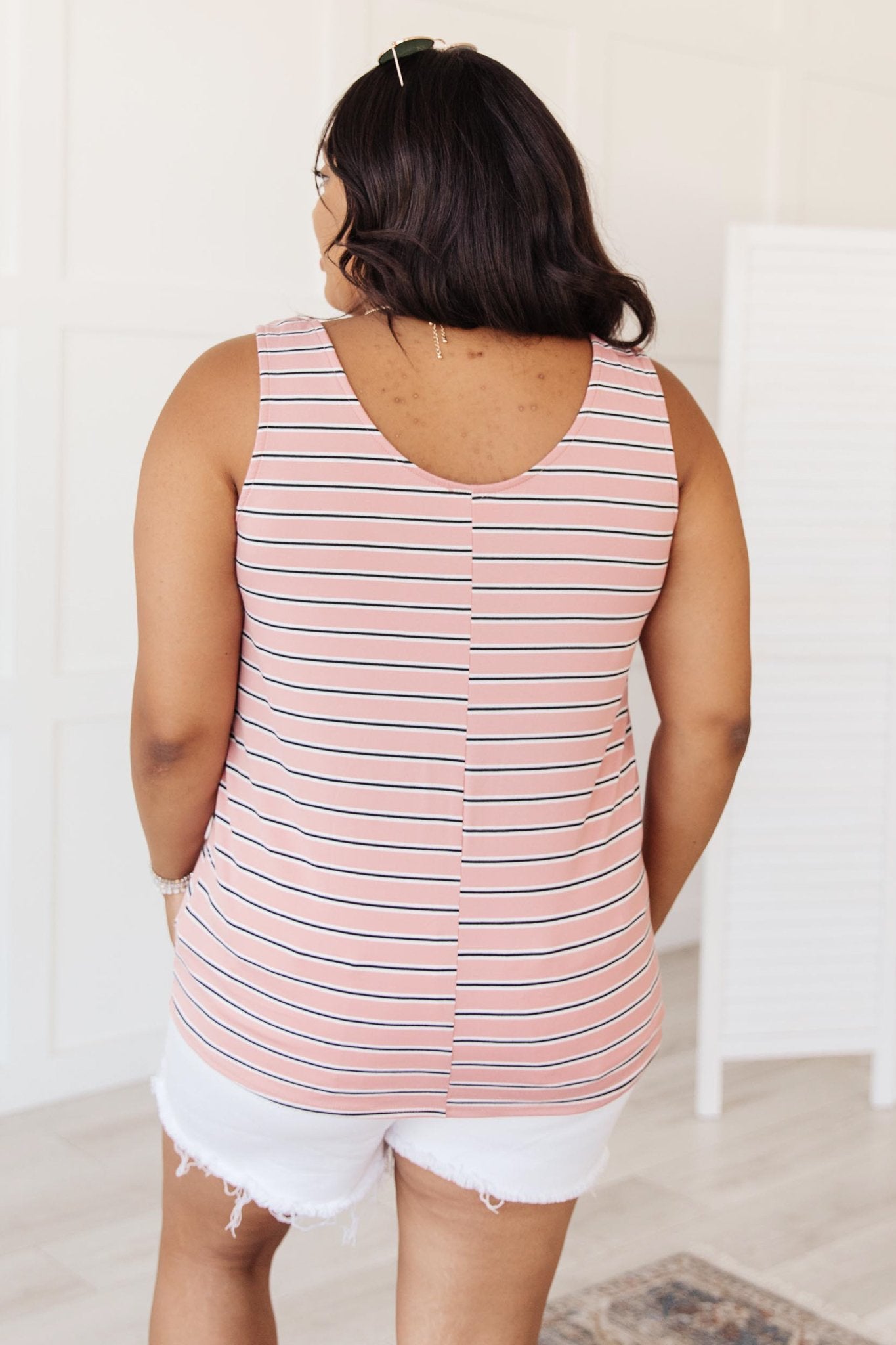 Lainey Striped Tank In Mauve