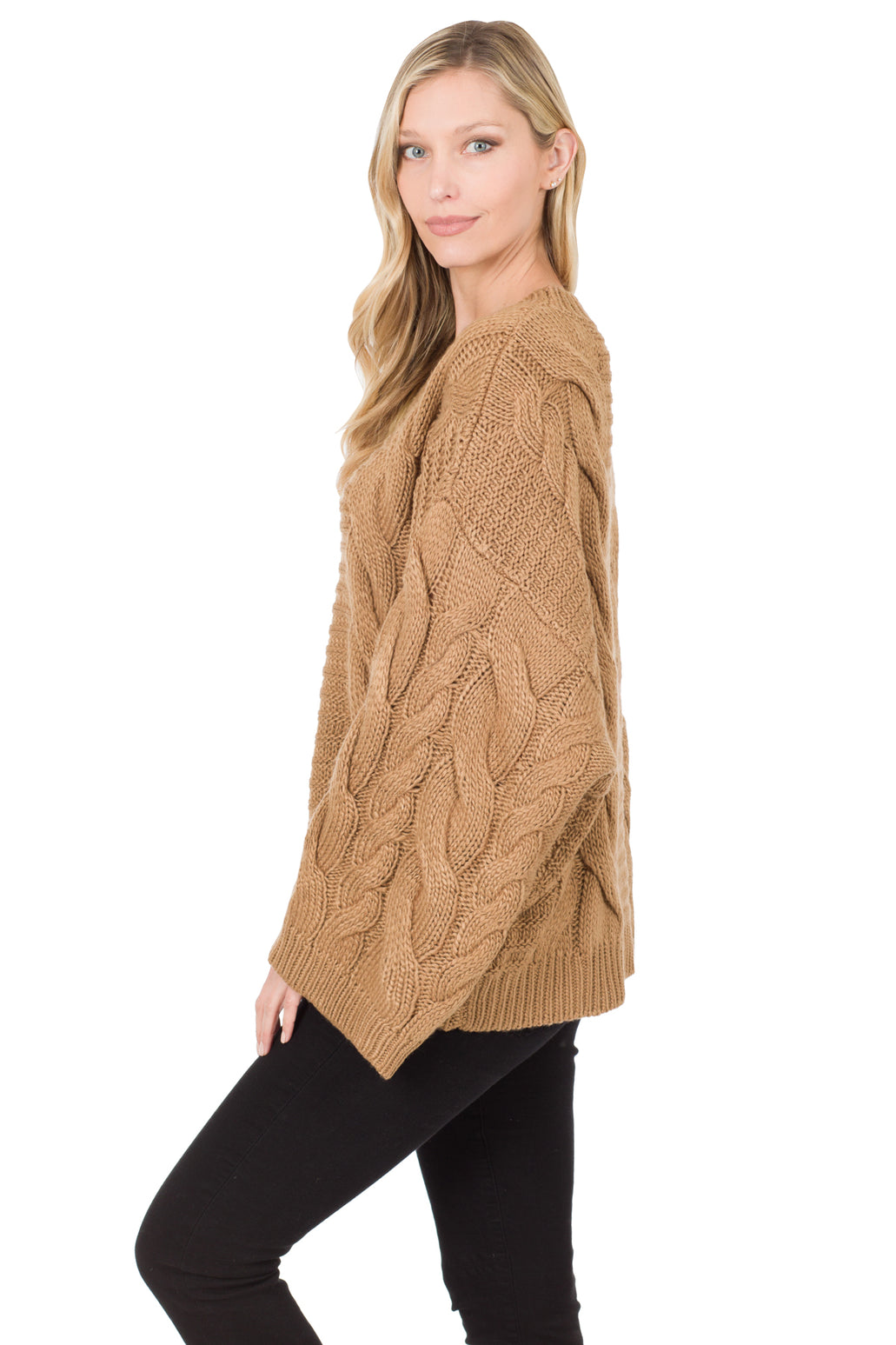 Mary Bell Sleeve Cable Knit Sweater in Camel — Good Morrow Co